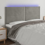 Voir la diapositive 1 : VIDAXL Tete de lit a LED Gris clair 200x5x118/128 cm Velours