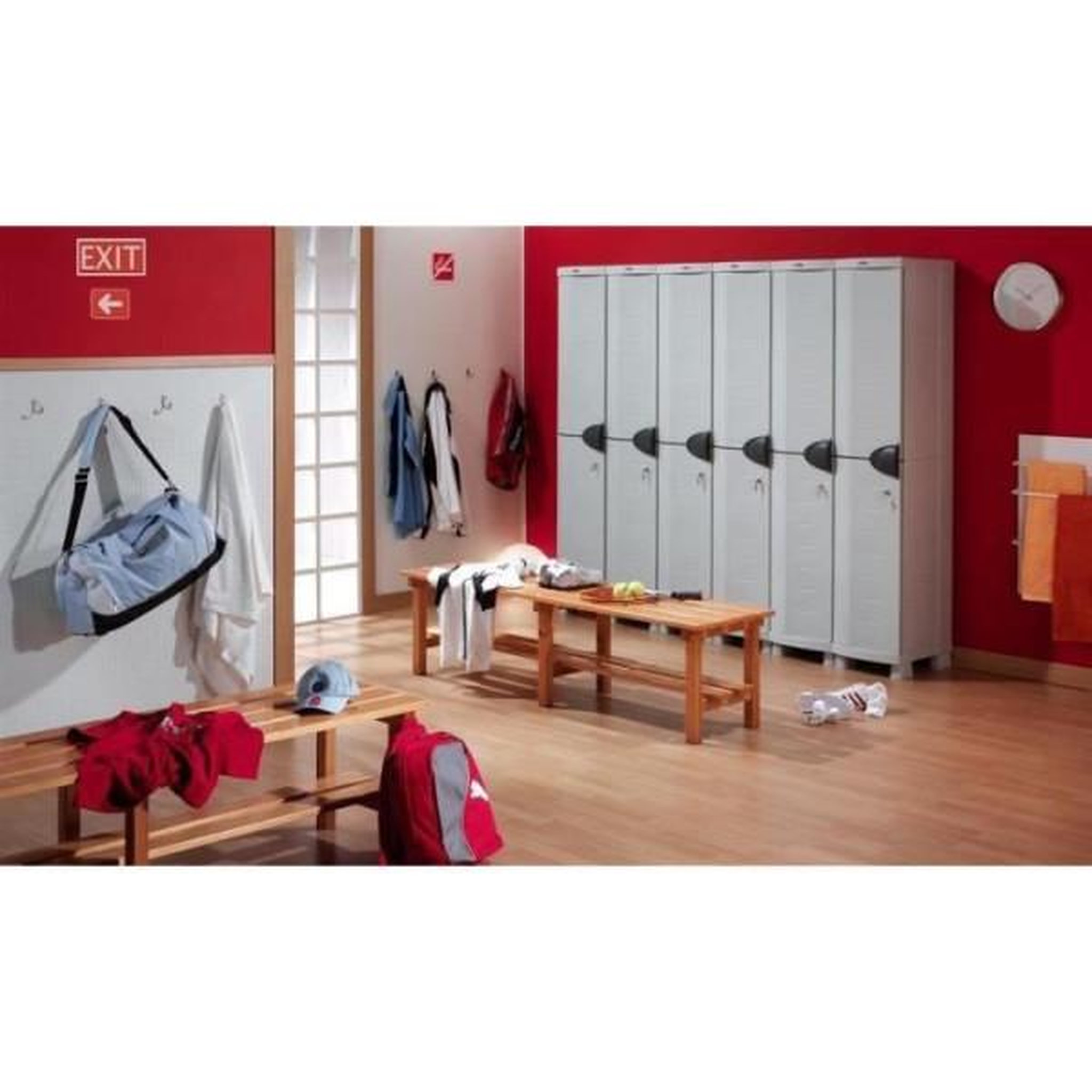 Voir la diapositive 4 : PLASTIKEN SPACESAVER 35 PLASTIKEN Armoire haute 1 Porte avec étageres - l 35 x p 45 x h 184 cm - Gamme Space SAVER - Intérieur et Extér