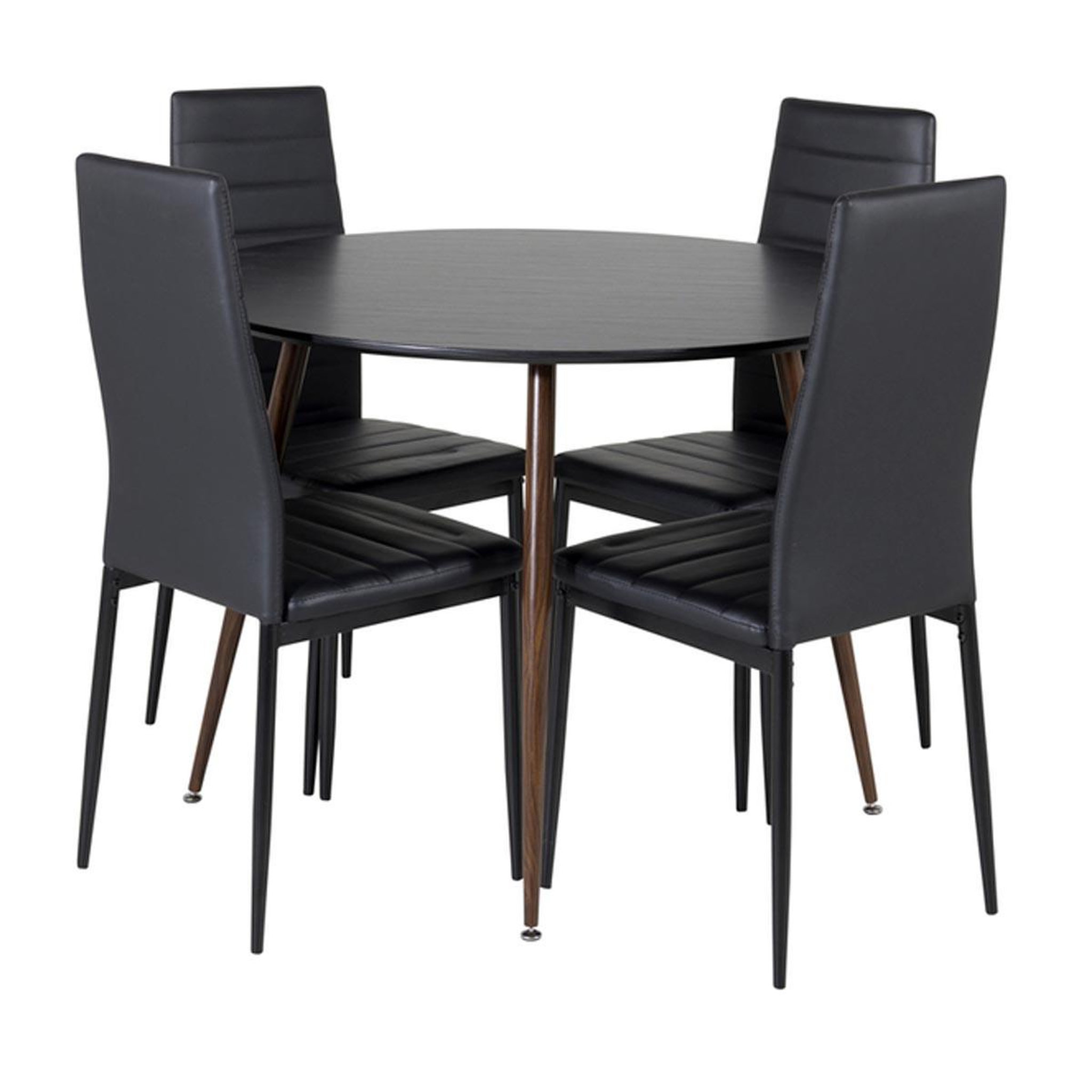 Paris Prix Ensemble table à manger & 4 chaises  plaza & slim  100cm noir