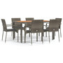 Voir la diapositive 2 : VIDAXL Ensemble a manger jardin et coussins 7 pcs gris rotin