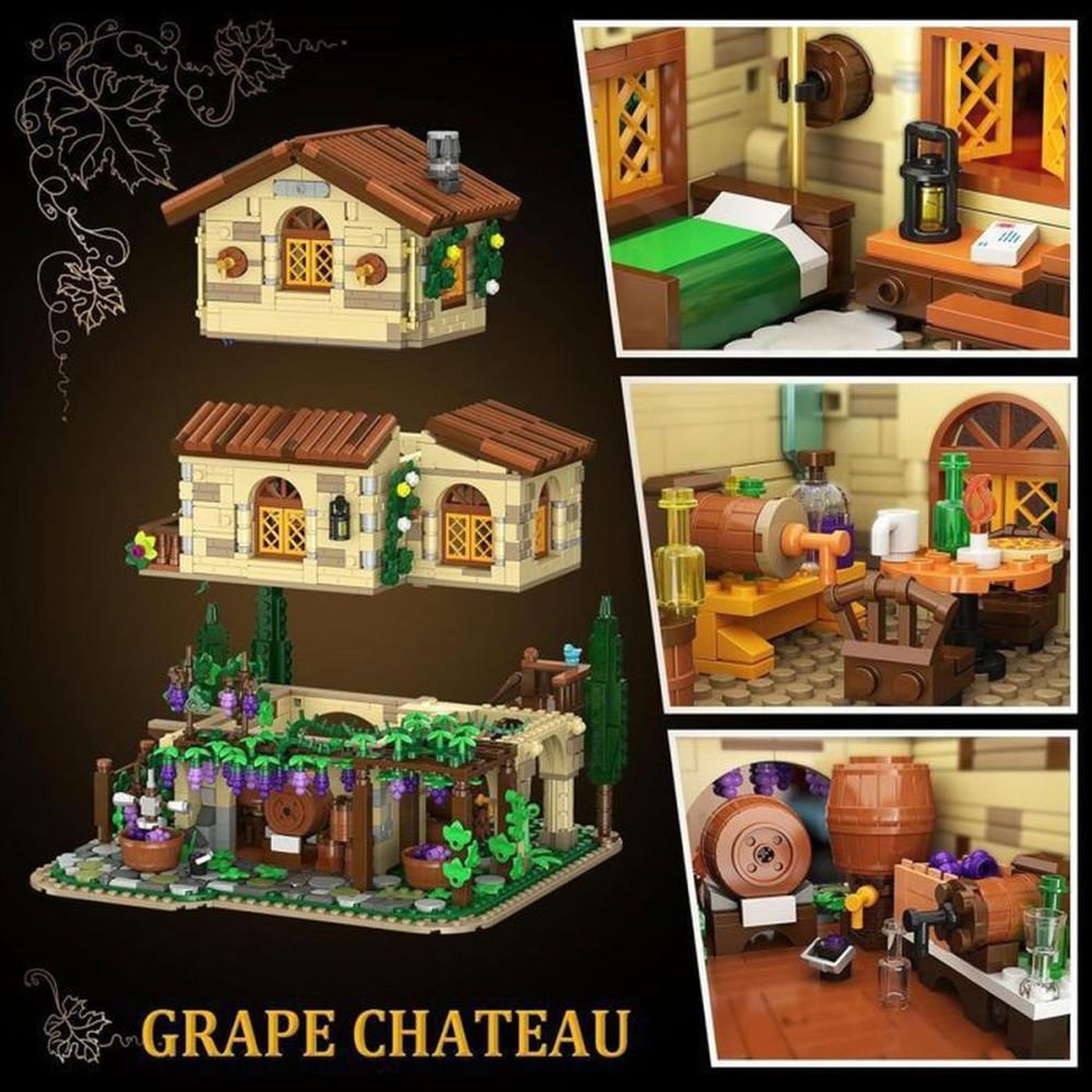 Voir la diapositive 3 : Coffret Château viticole LED 1 826 pièces, modèle 3 niveaux en ABS