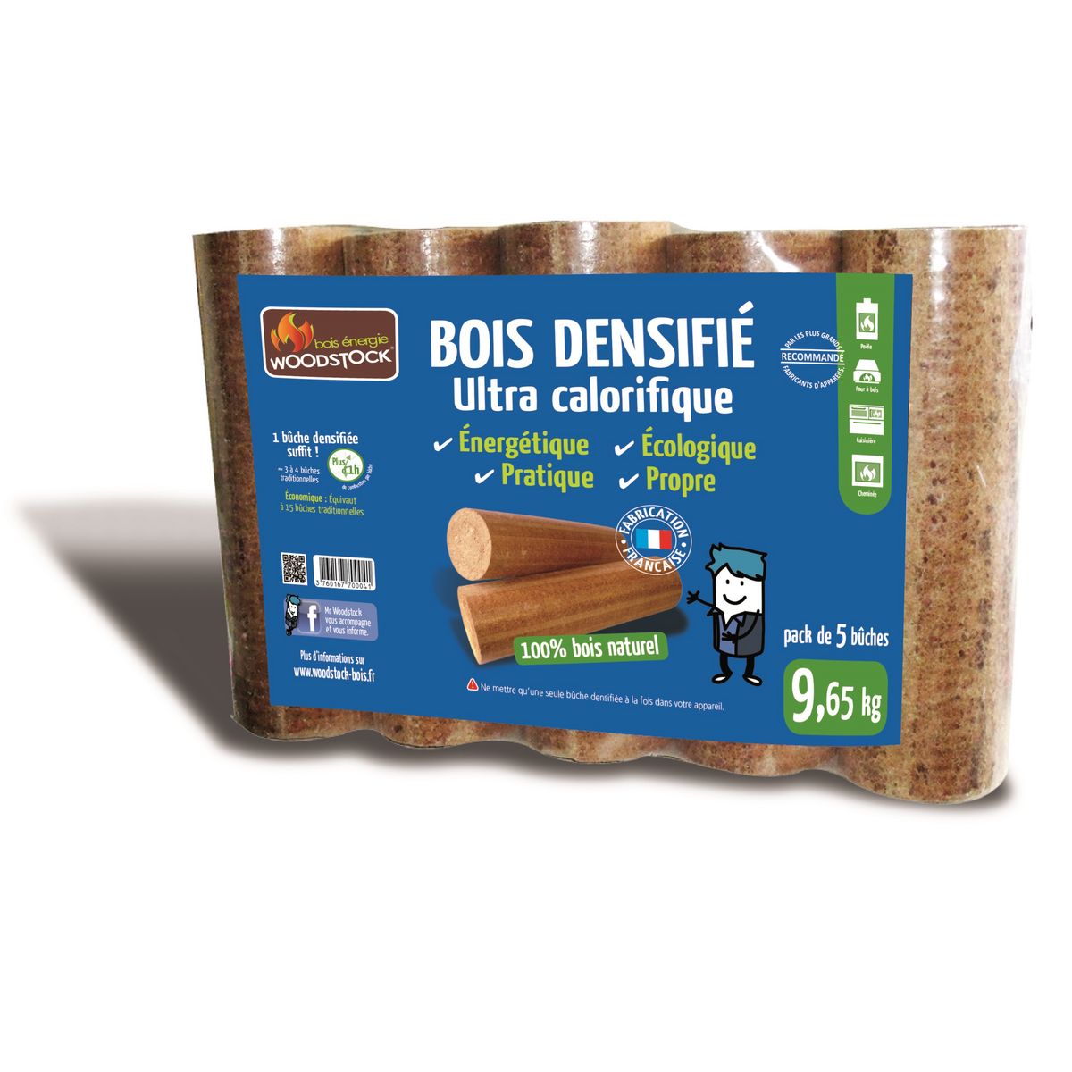 WOODSTOCK 1 Palette de bois densifié - 104 packs de 5 bûches  