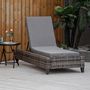 Voir la diapositive 2 : OUTSUNNY Bain de soleil transat grand confort matelas inclinaison réglable multipositions résine tressée grise