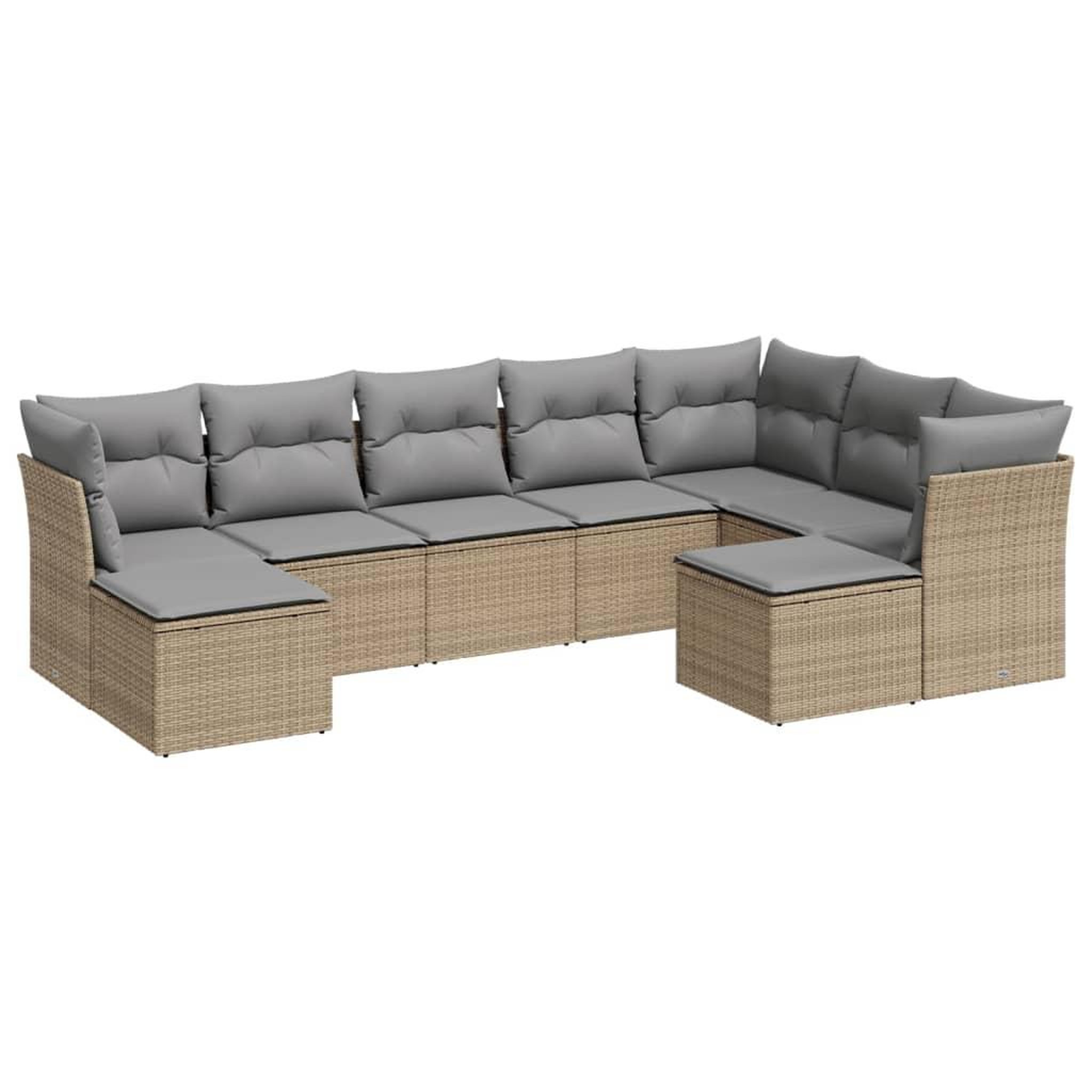Voir la diapositive 2 : VIDAXL Salon de jardin avec coussins 9 pcs beige resine tressee
