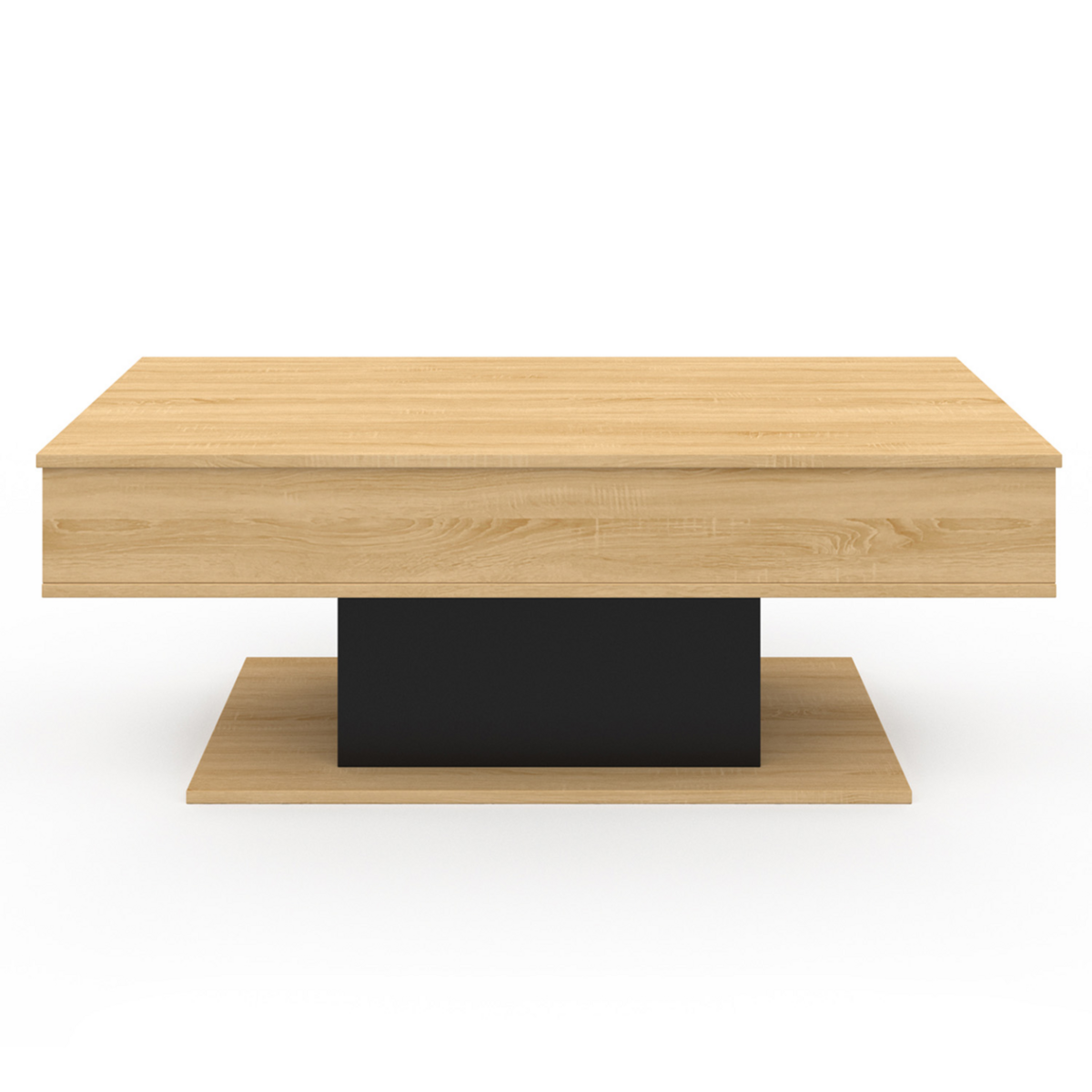 ID MARKET Table basse plateau relevable rectangulaire EDEN bois et noir