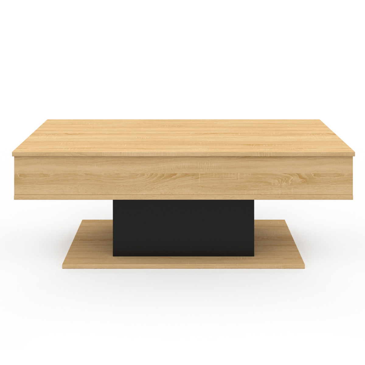 ID MARKET Table basse plateau relevable rectangulaire EDEN bois et noir