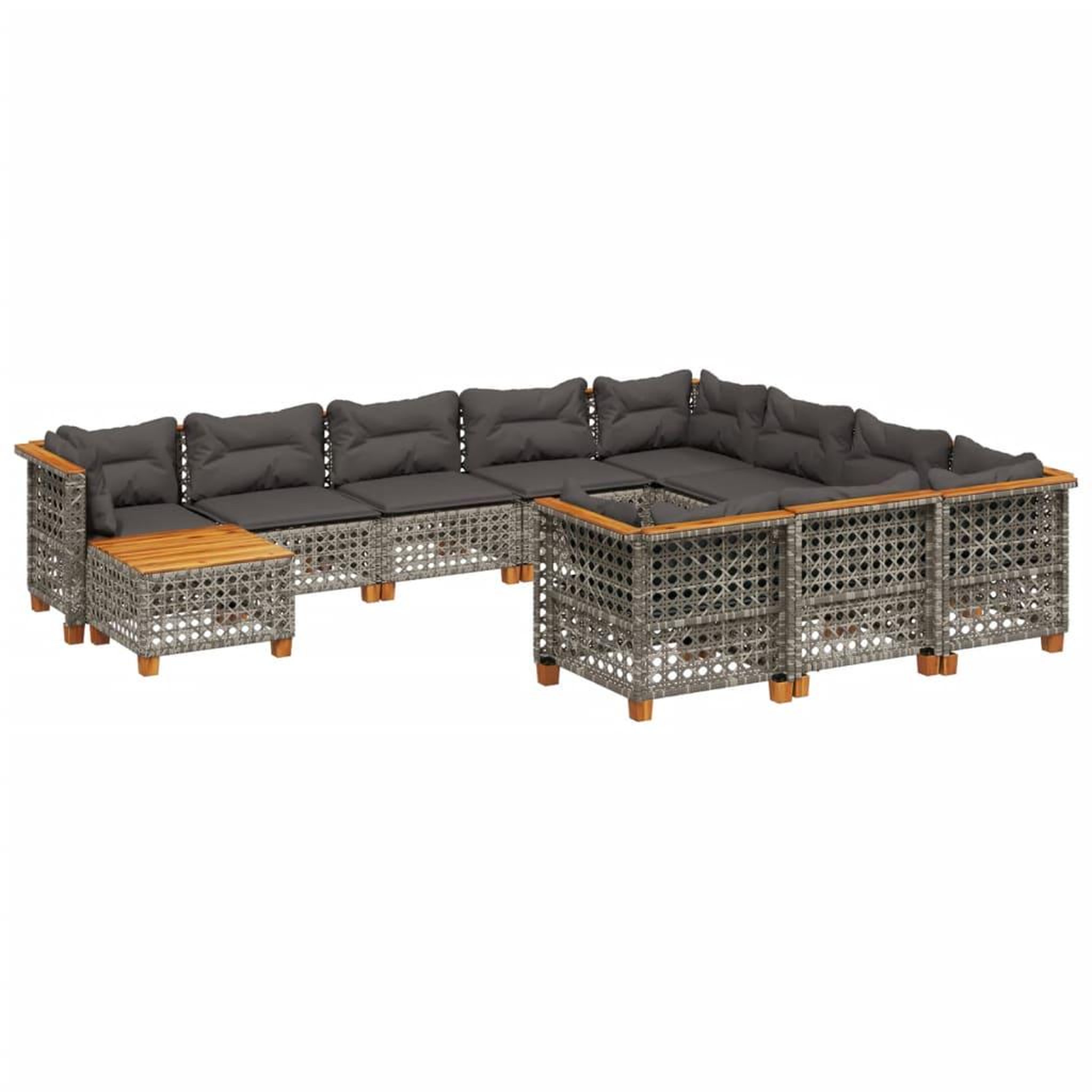 Voir la diapositive 2 : VIDAXL Salon de jardin 11 pcs avec coussins gris resine tressee