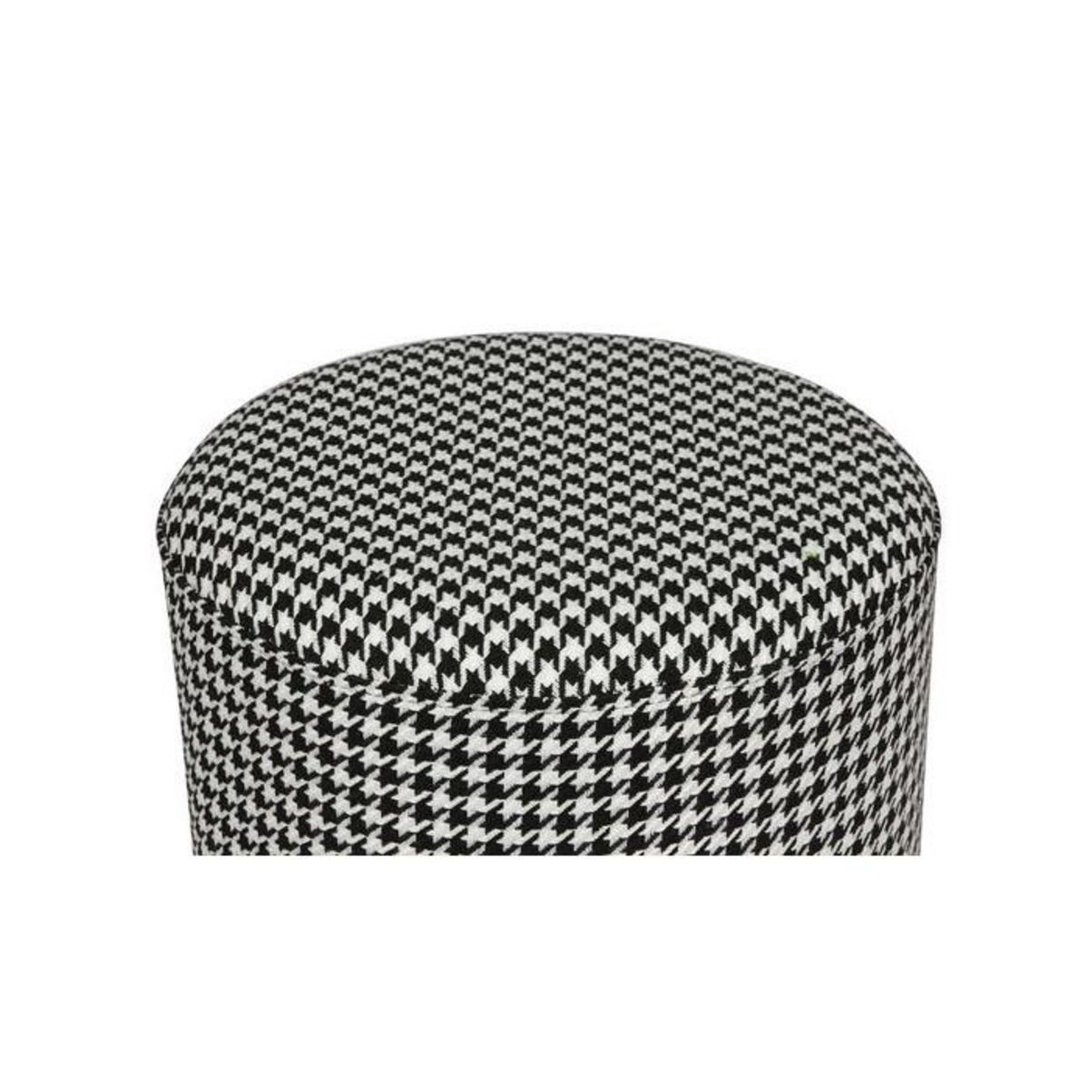 Paris Prix Pouf Rond Déco  Nona  44cm Noir & Blanc