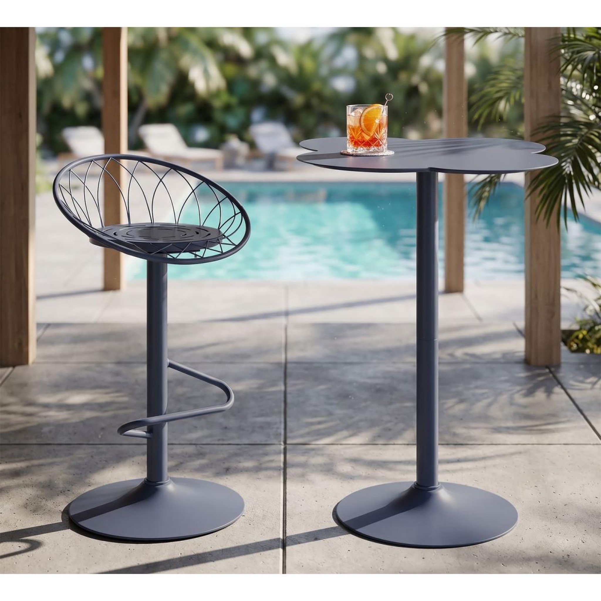 Voir la diapositive 5 : Paris Prix Table de bar en métal  clox  103cm bleu