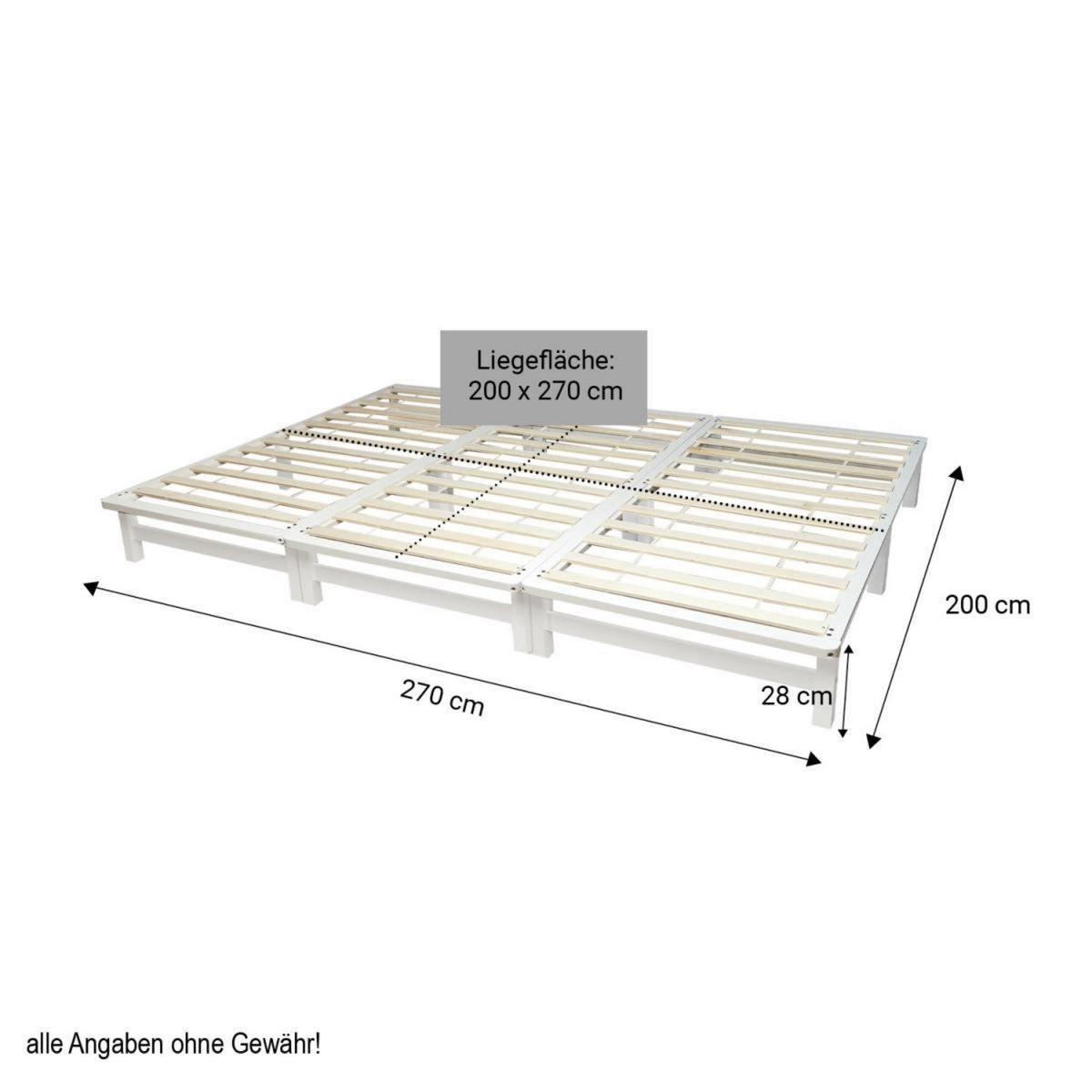 HomeStyle4U Lit familial palette 270x200 cm en bois massif Blanc