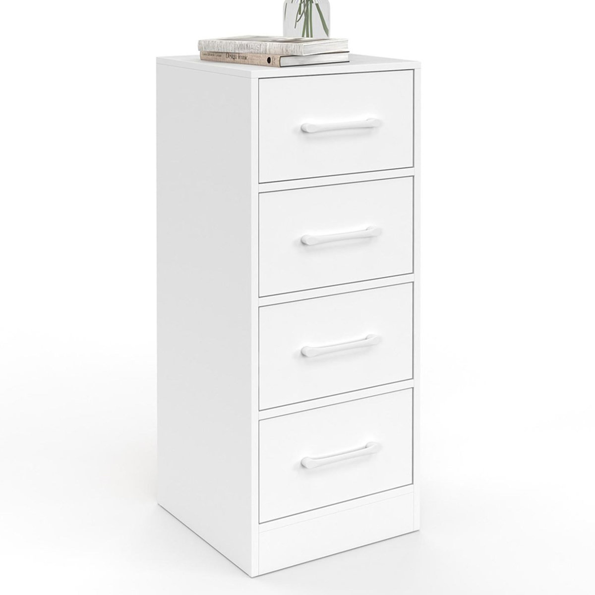ID MARKET Meuble d'appoint 4 tiroirs UPPAH 30 cm chiffonnier, meuble de rangement bois blanc