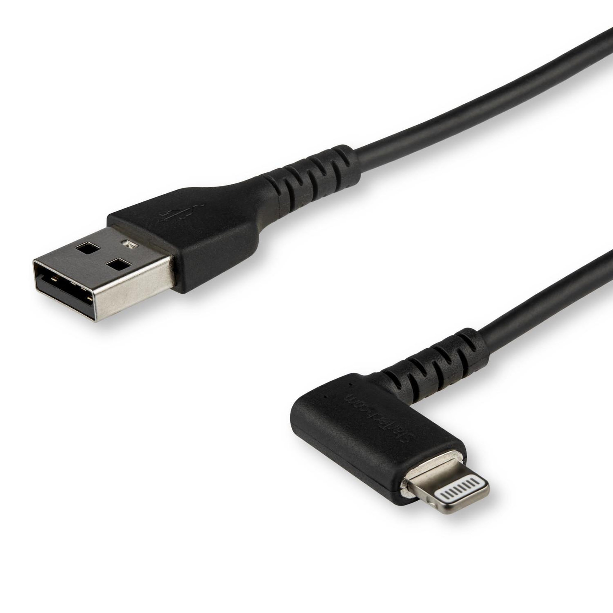 Voir la diapositive 2 : Startech Startech.com câble usb-a vers lightning noir robuste 2m coudé à 90° - câble de charge/synchronisation usb type a vers lightning en fibre aramide robuste et résistante - certifié apple mfi - iphone