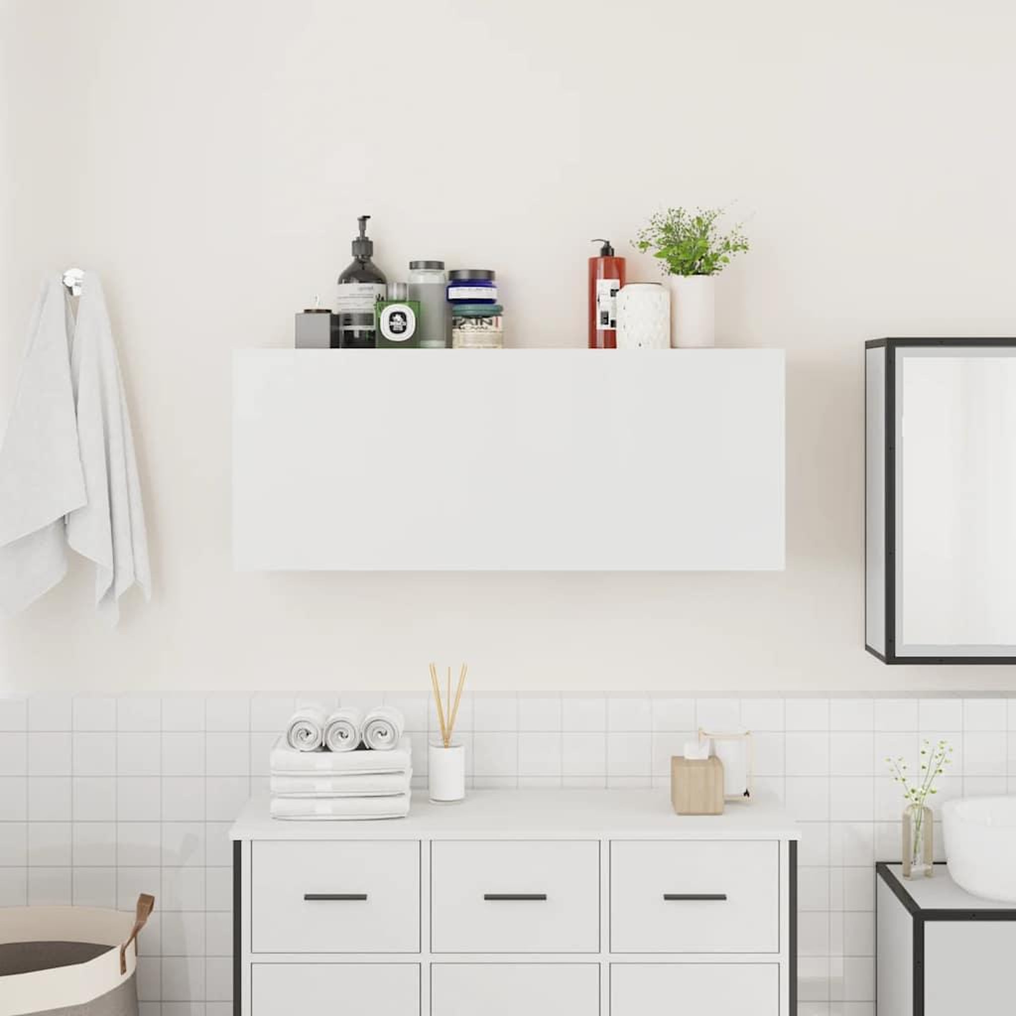 Voir la diapositive 3 : VIDAXL Armoire murale de bain blanc 100x25x40 cm bois d'ingenierie