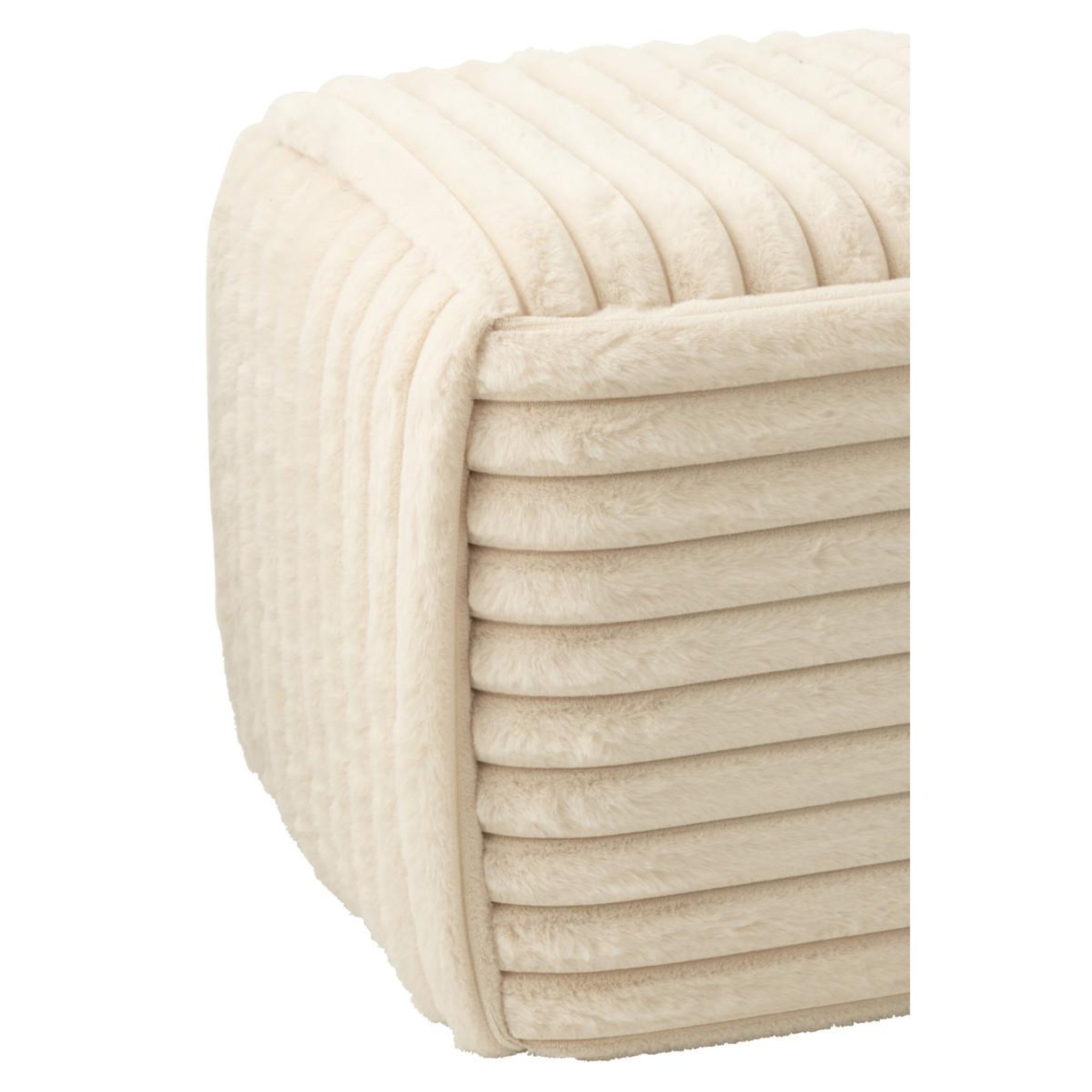 Voir la diapositive 4 : J-LINE Pouf carré côtelé  nuage  45cm beige