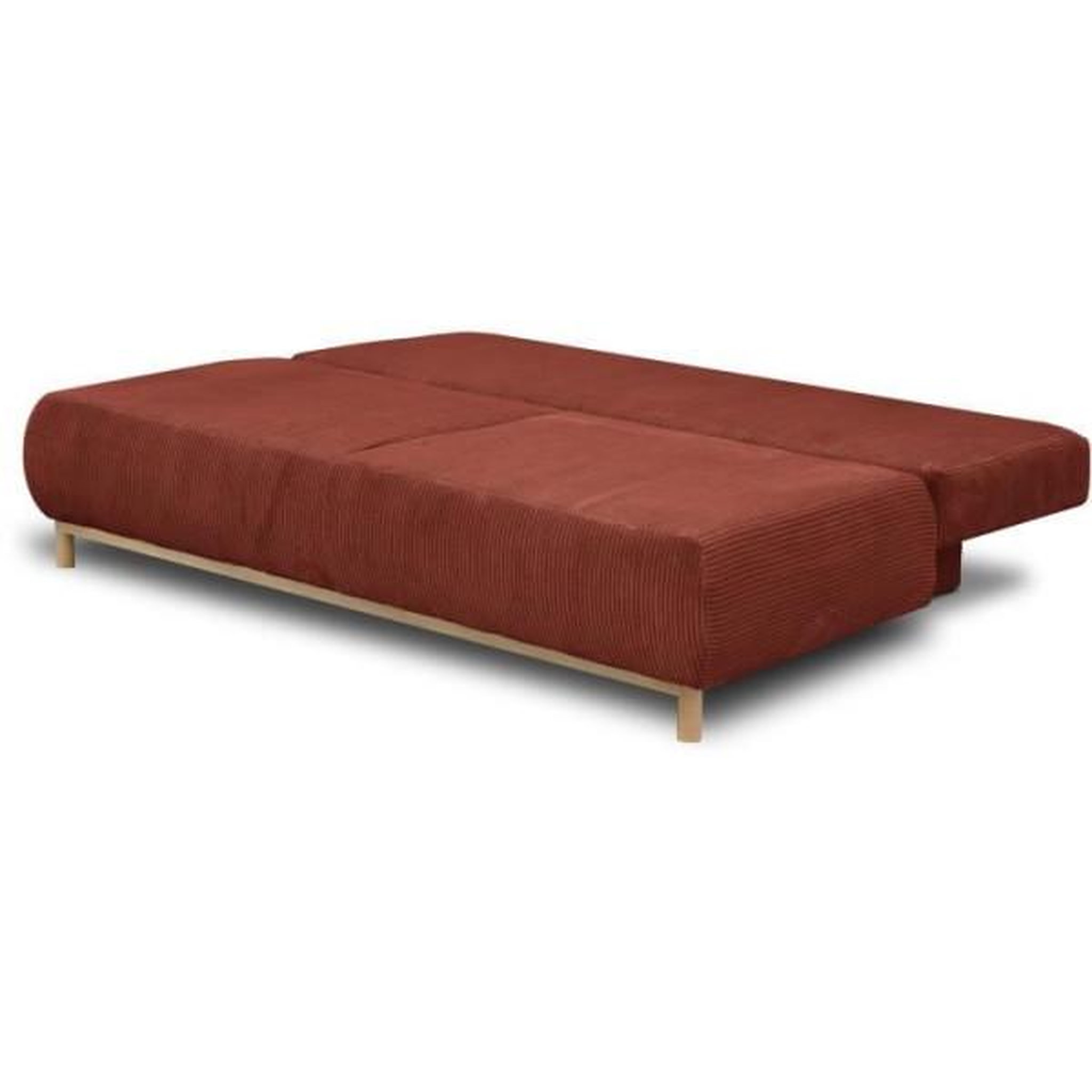 Voir la diapositive 5 : MARKET24 Banquette convertible 3 places MIKA - Velours côtelé Terracotta - Coffre de rangement - L 192 x H 84 x P 93 cm