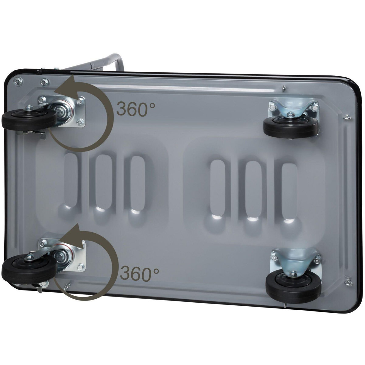 tectake Chariot à plateforme Poignée pliable avec compartiment de rangement noir