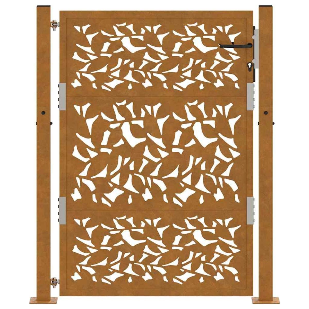VIDAXL Porte de jardin acier resistant aux intemperies design feuilles