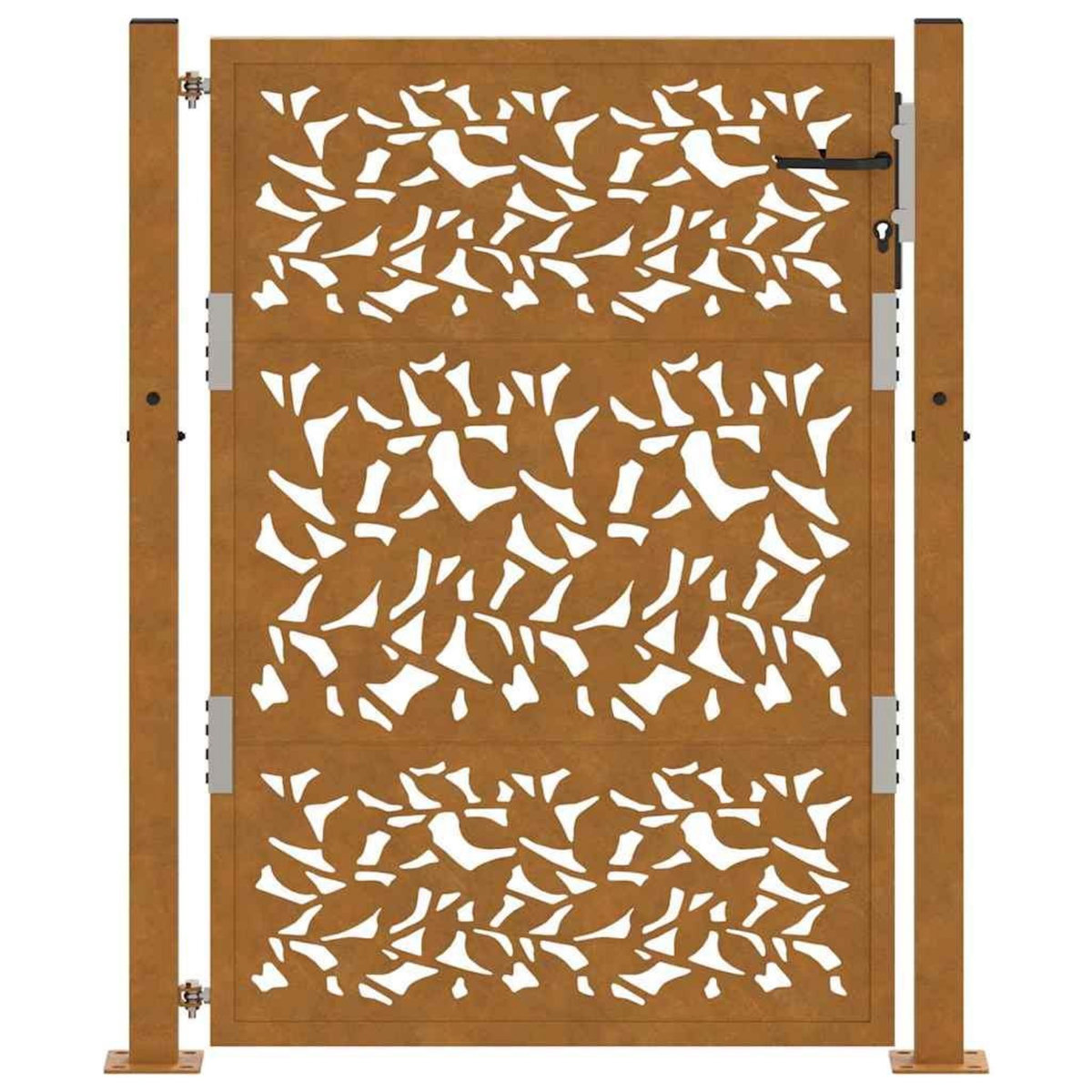 VIDAXL Porte de jardin acier resistant aux intemperies design feuilles