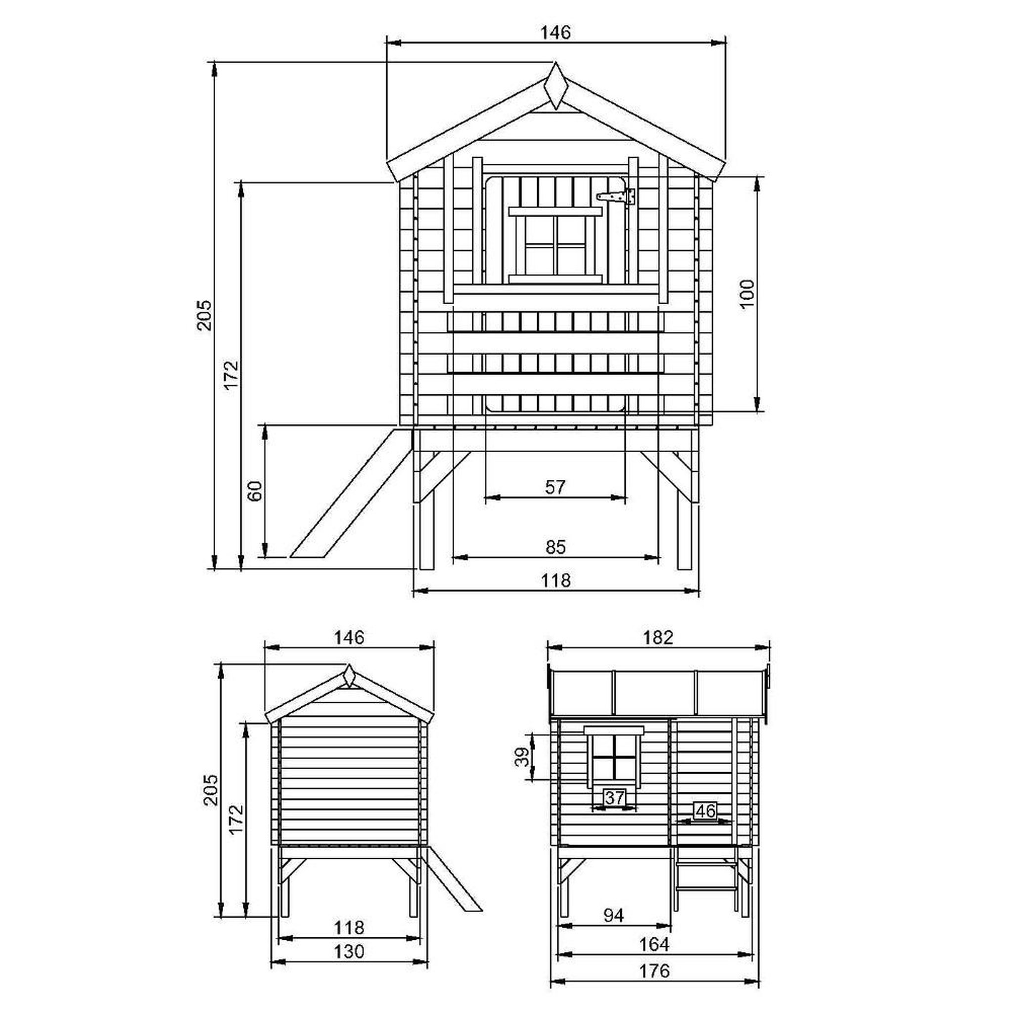 Voir la diapositive 5 : TIMBELA Maison en bois pour enfants - maison de jeux pour l'extérieur 182x146xh205cm/1.1m2 m501b