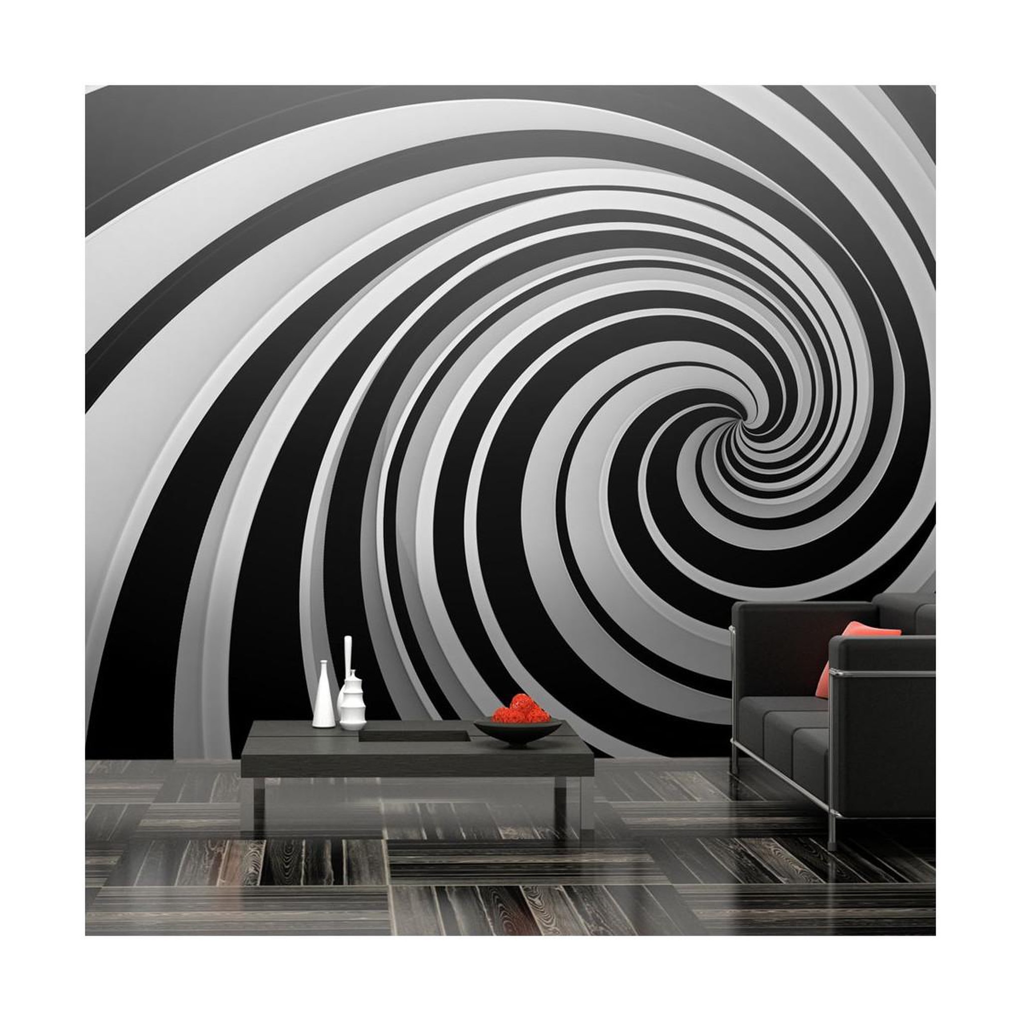 Paris Prix Papier peint xxl  black & white swirl  270x550cm