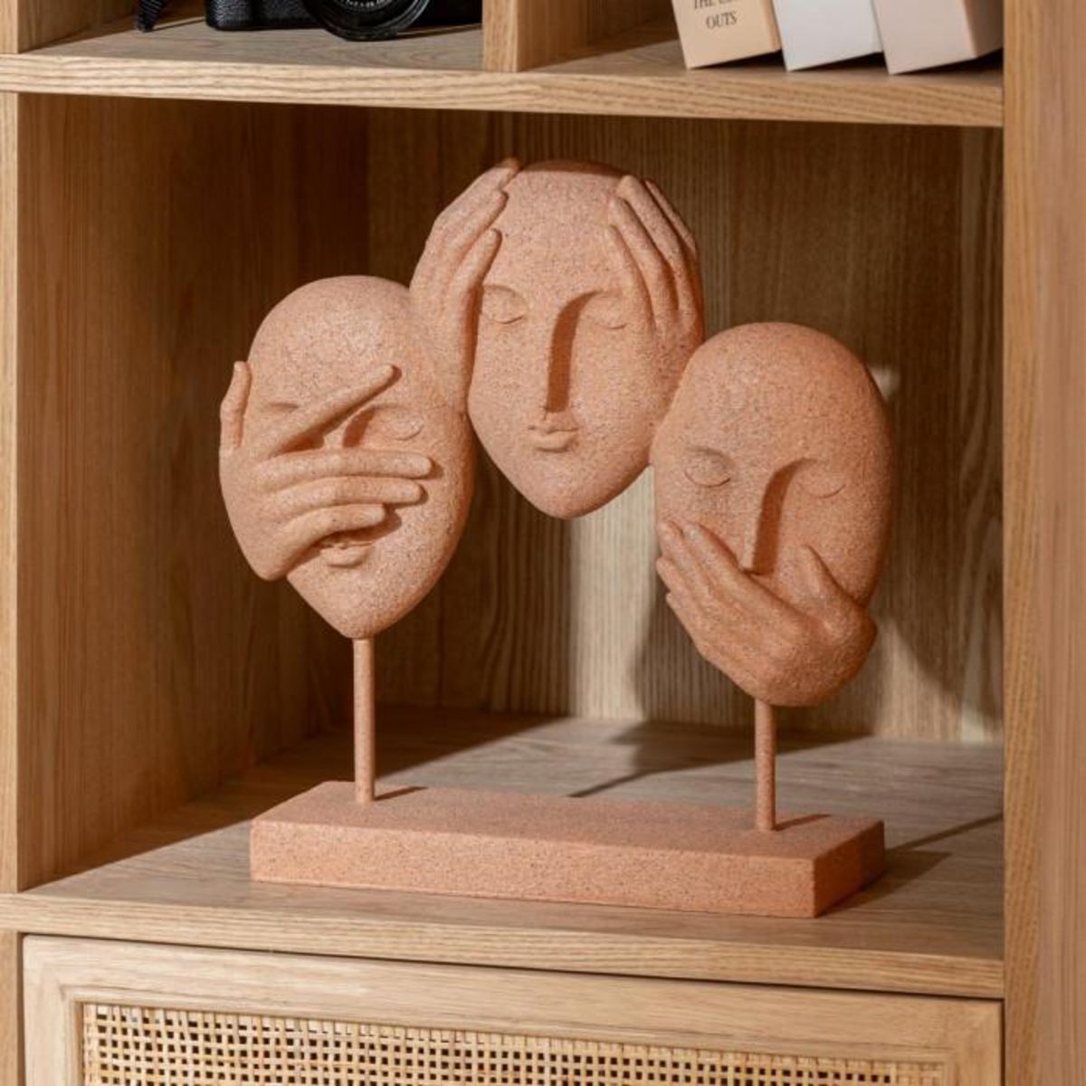 Paris Prix Statuette 3 Visages sur Socle  Morris  30cm Terracotta