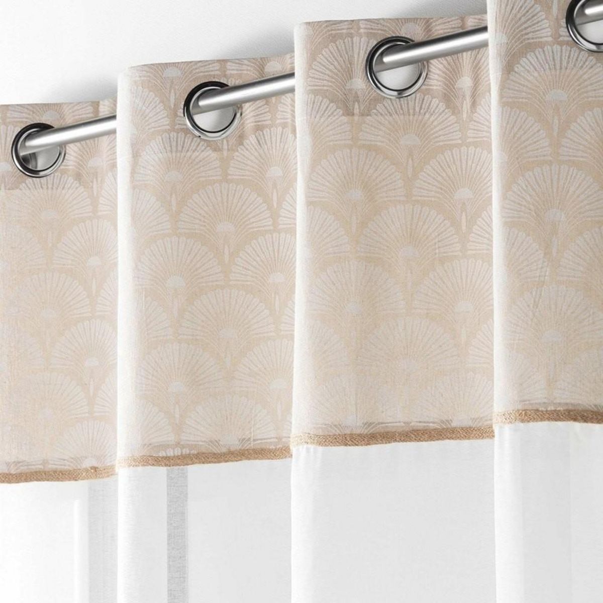 Douceur d'Intérieur Voilage à œillets 140x240 sable top imprimé jute Bahina blanc