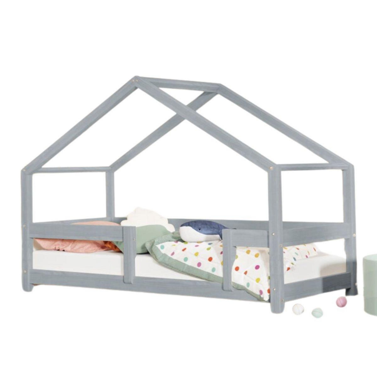 BENLEMI Lit cabane LUCKY 90x200cm gris