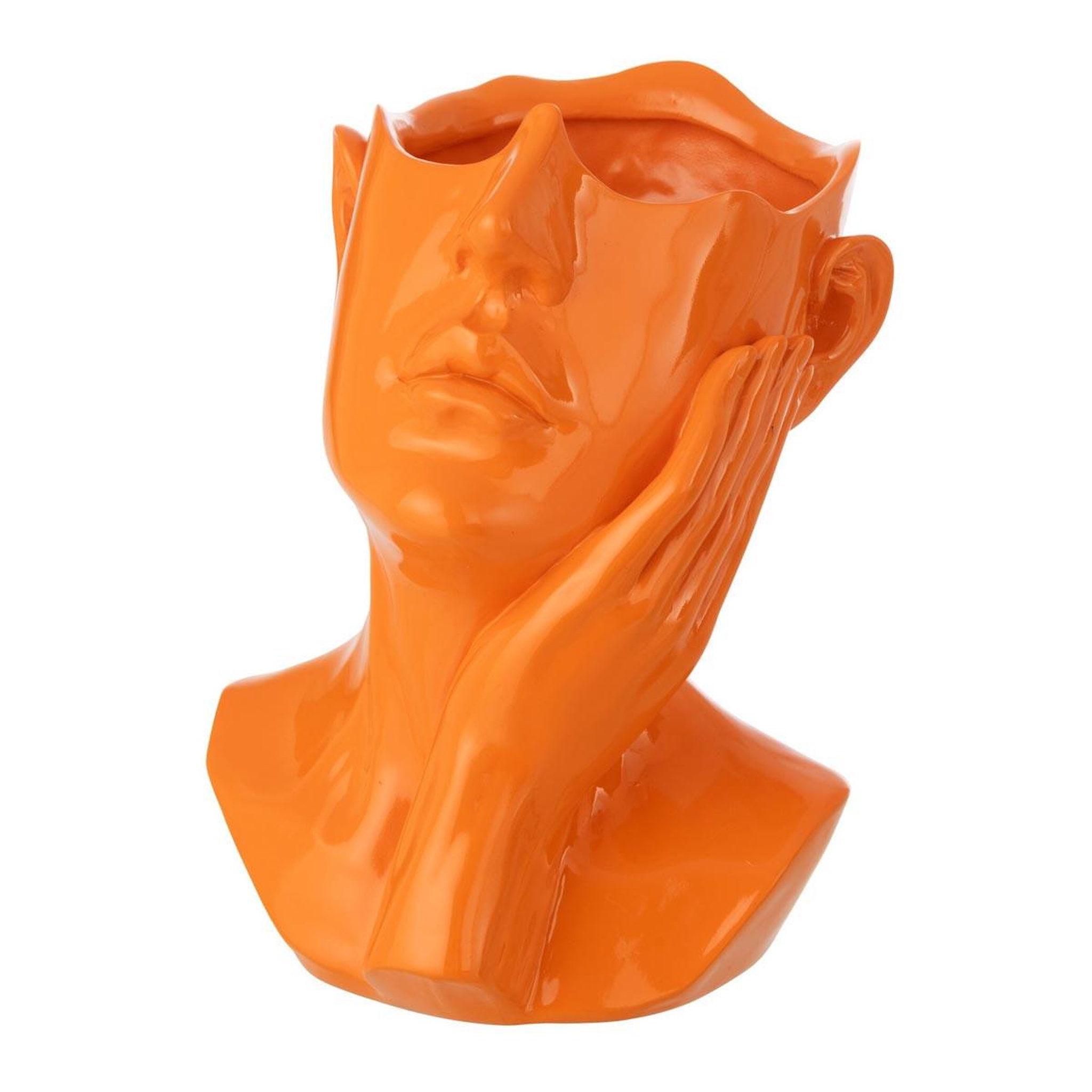 J-LINE Cache-pot buste de femme  muse  27cm orange
