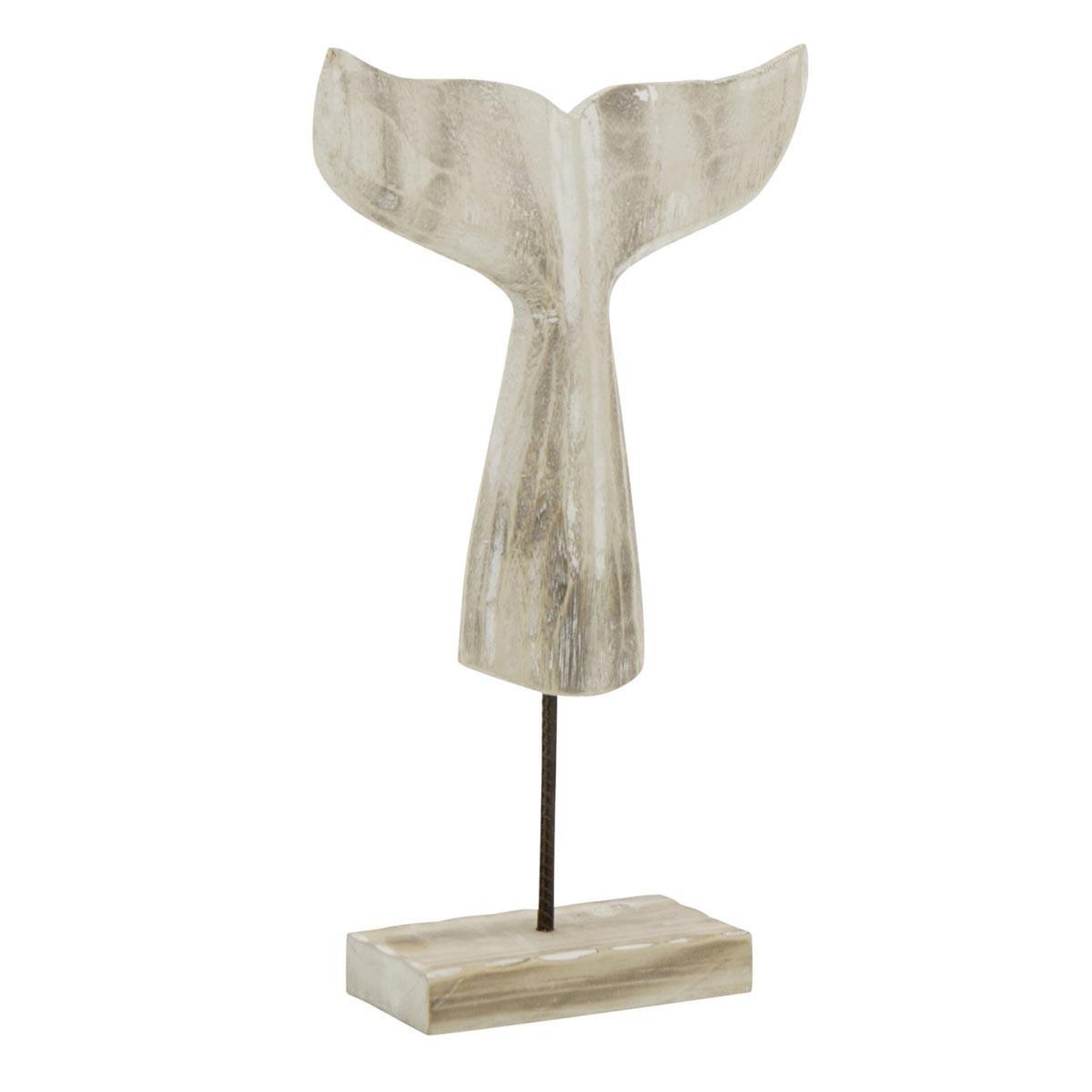 J-LINE Queue de baleine déco en bois  blanchie  44cm naturel