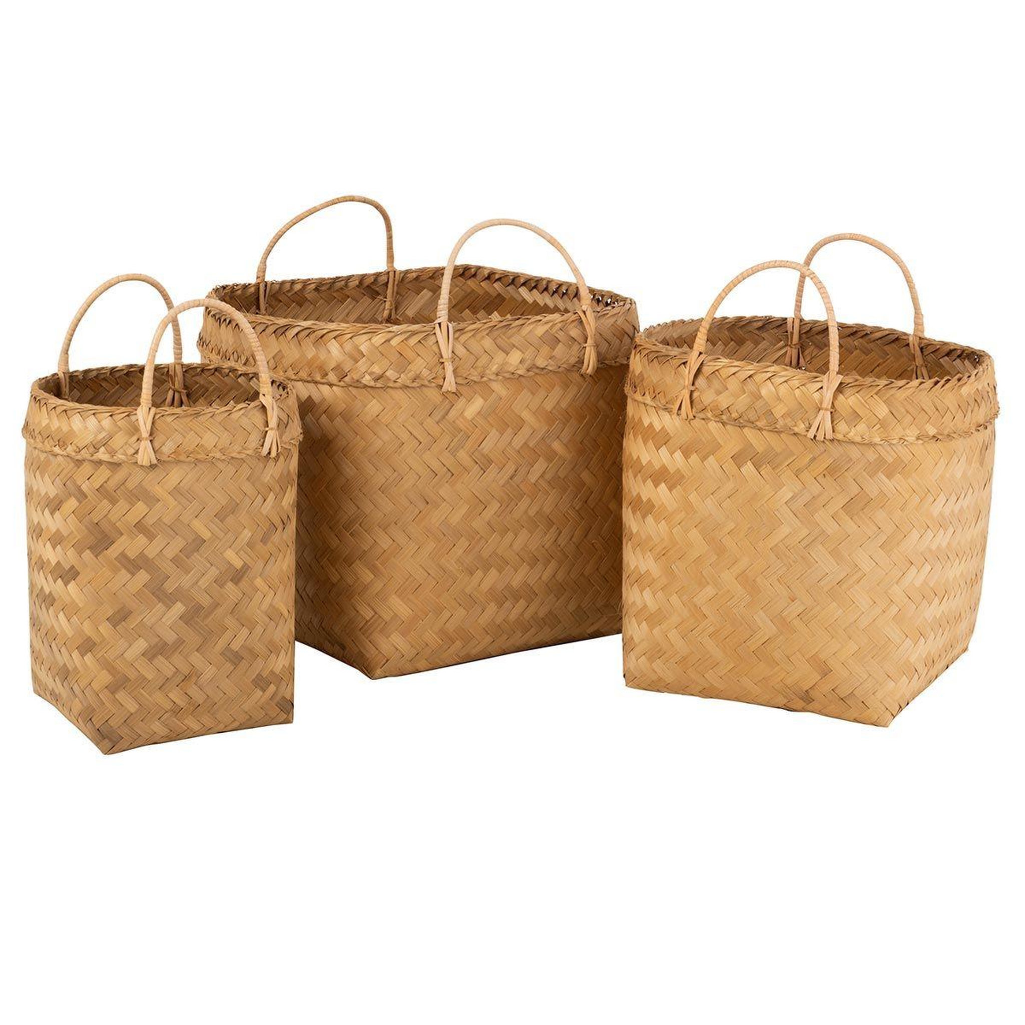 J-LINE Lot de 3 paniers déco  rotin  50cm naturel