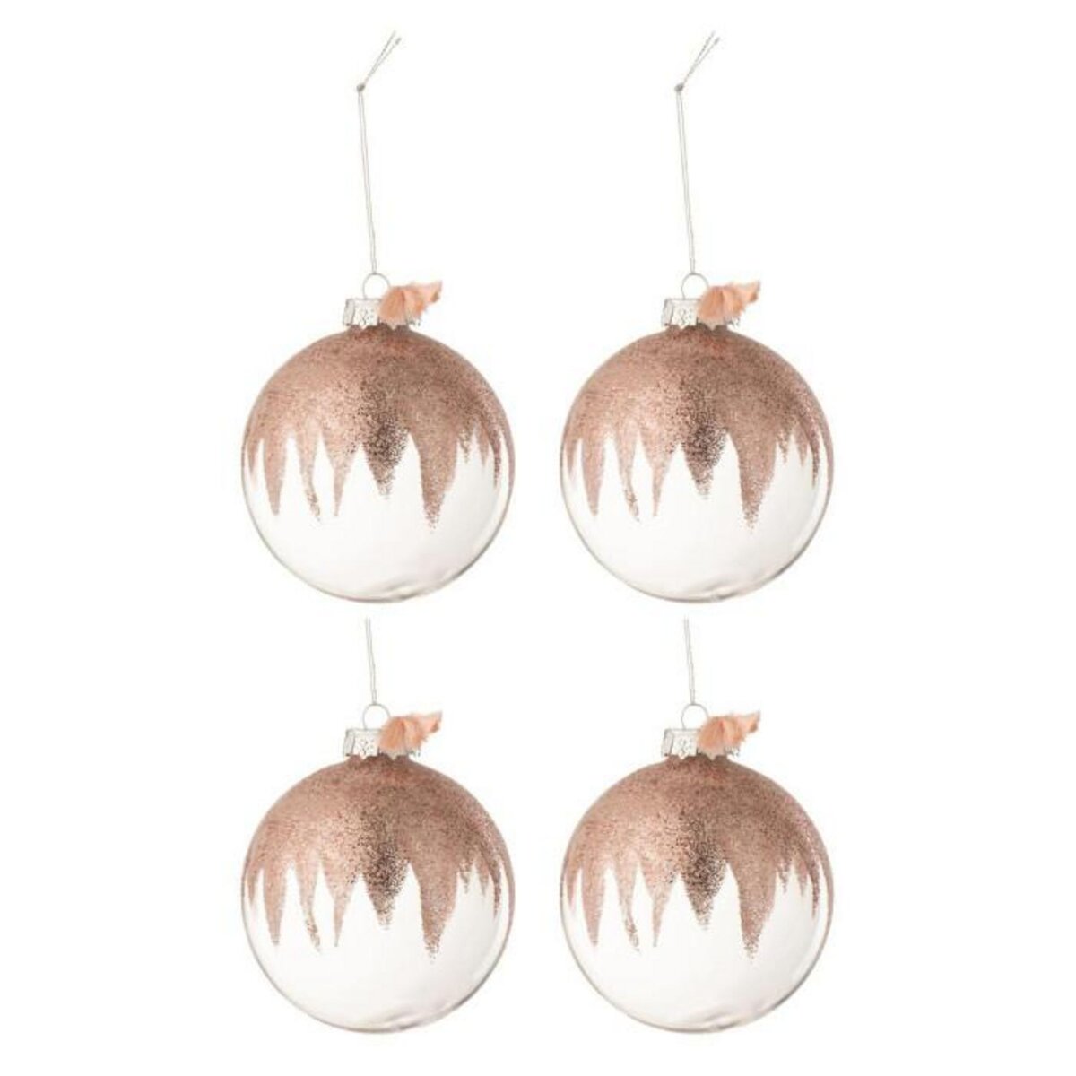 Paris Prix Lot de 4 Boules de Noël  Paillettes  12cm Rose