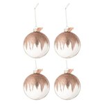 Paris Prix Lot de 4 Boules de Noël  Paillettes  12cm Rose