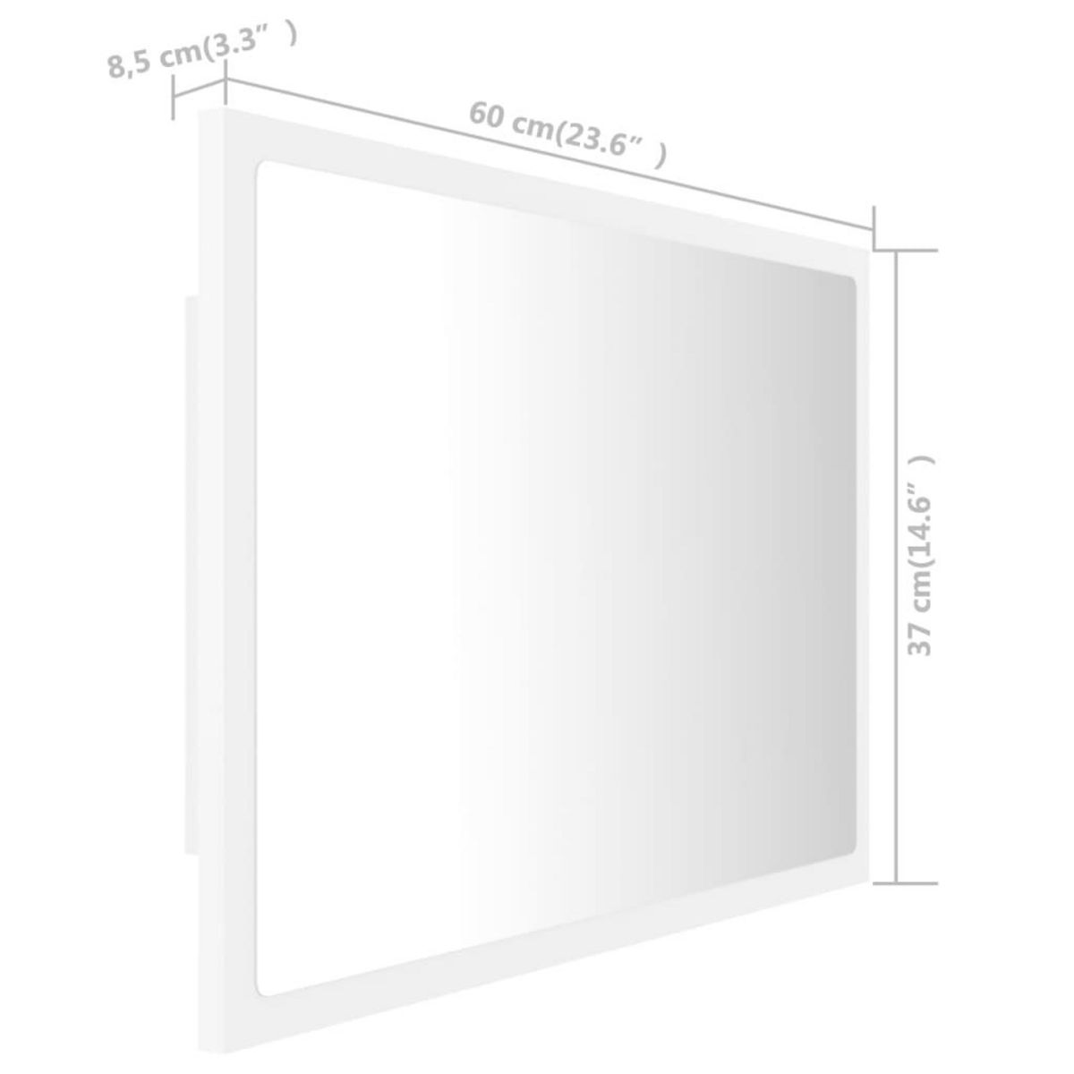 VIDAXL Miroir a LED de salle de bain Blanc 60x8,5x37 cm Acrylique