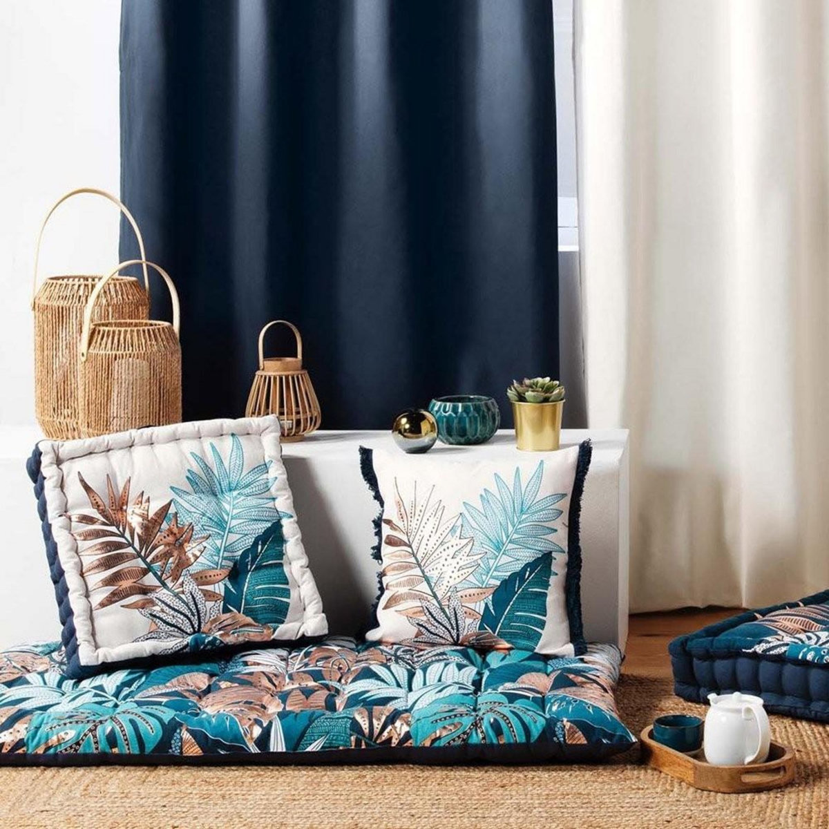 Douceur d'Intérieur Matelas de sol 60x120 cm métallisé Alianor coton