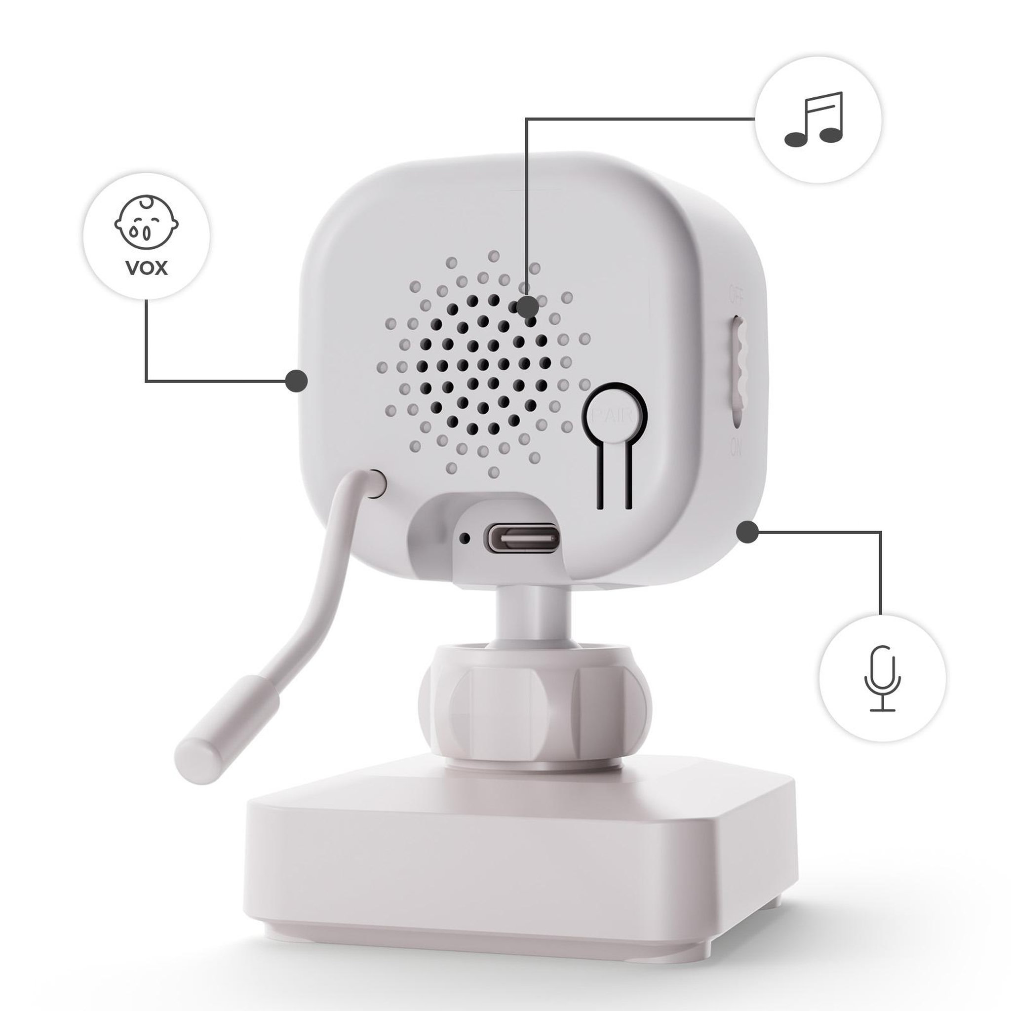 Voir la diapositive 3 : KINDERKRAFT Babyphone Kinderkraft NITEEYE TRAVEL portable sans Wi-Fi, caméra et écran 4,3 pouces, VOX, vision nuit, voyage bébé, Blanc