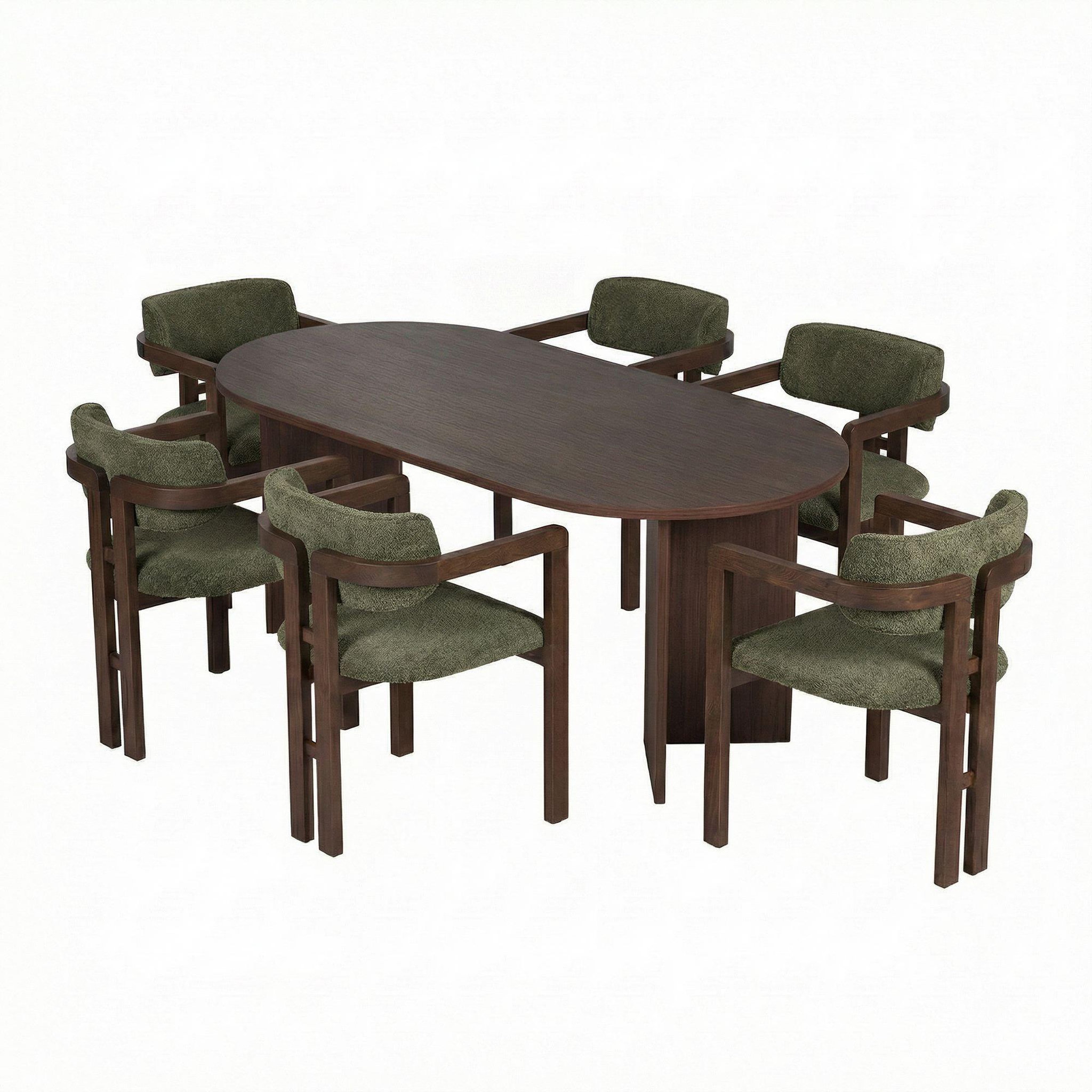 Habitat et Jardin Ensemble Table et Chaises (7 Pièces) en bois  Meridia 6  - 180 x 90 x 75 cm - Vert