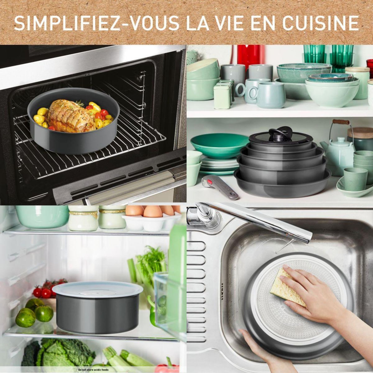 TEFAL Batterie de cuisine Renew 6pcs ceramique L2609602