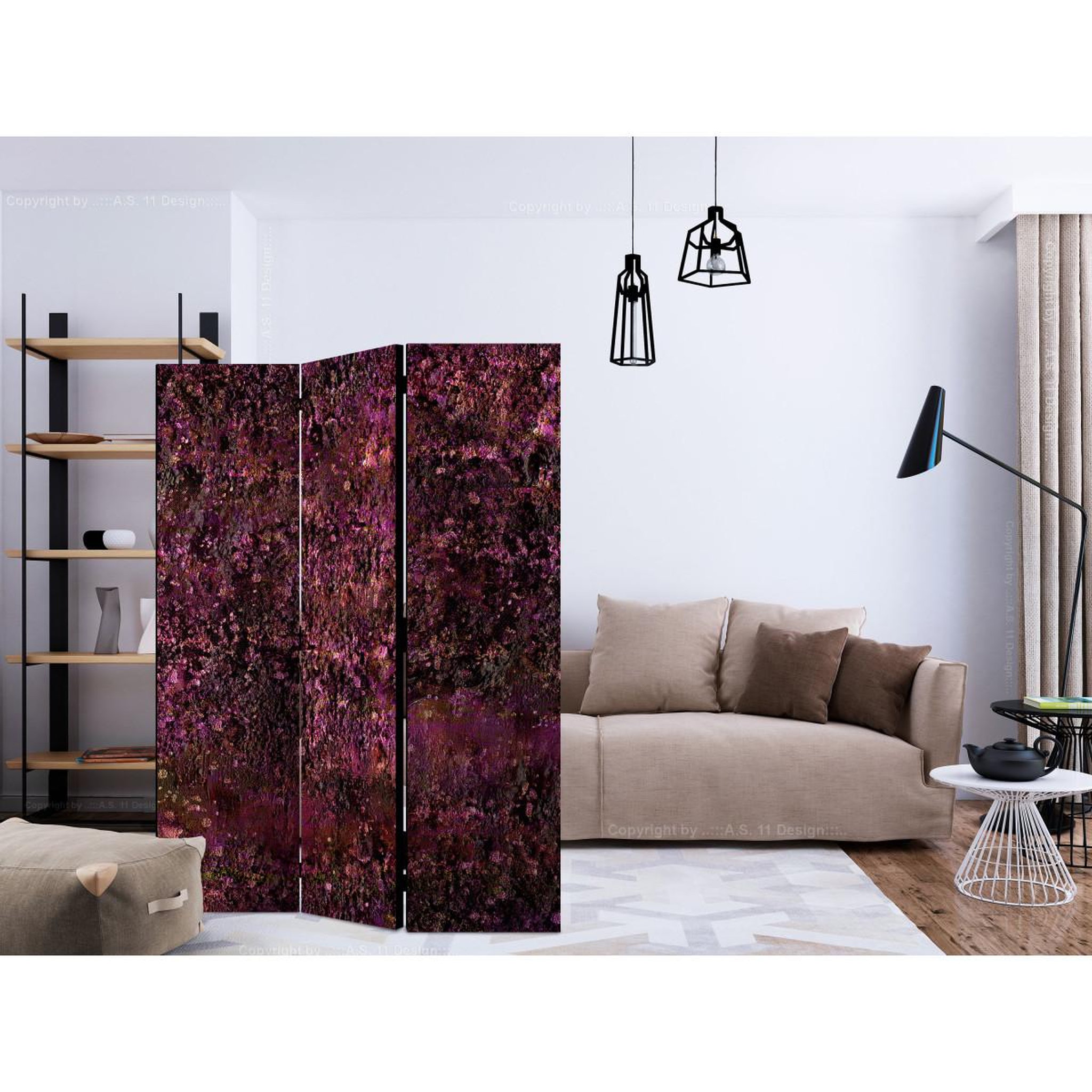 Voir la diapositive 2 : Paris Prix Paravent 3 volets  pink treasure  135x172cm