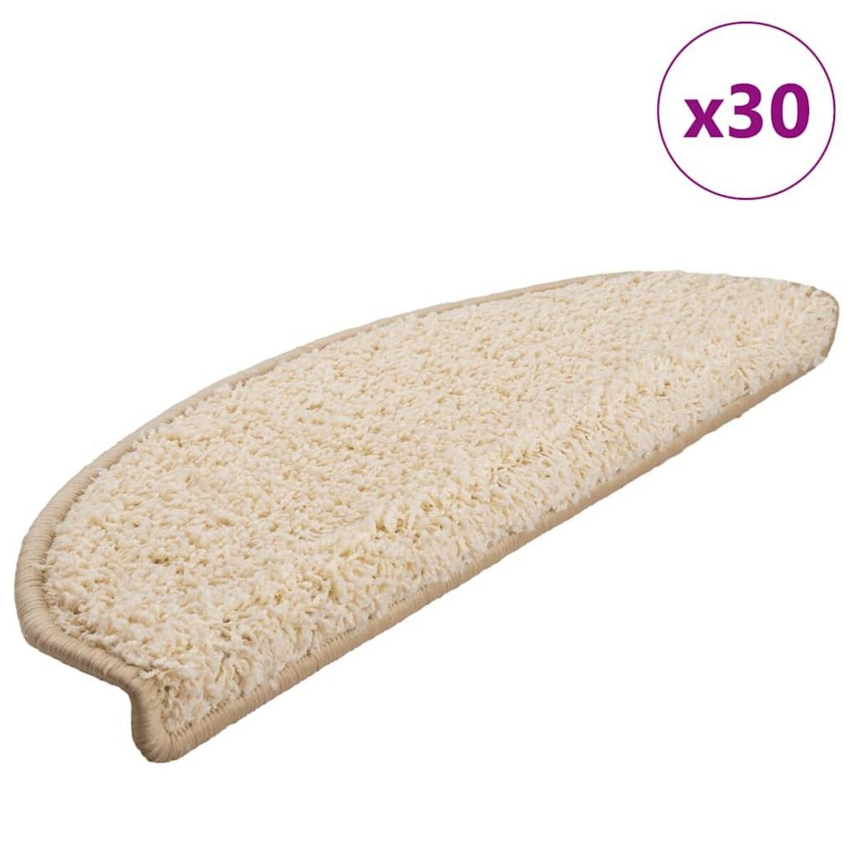 VIDAXL Tapis d'escalier 30 pcs creme 65x21x4 cm