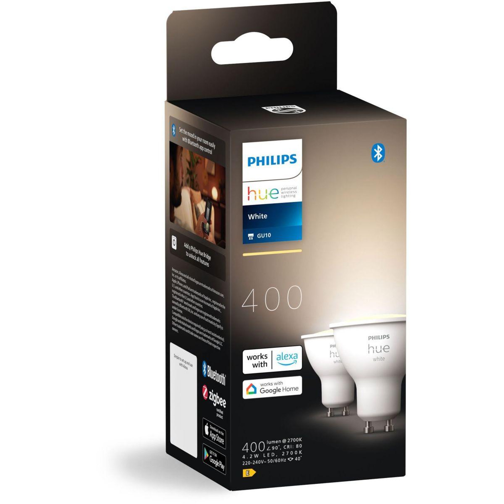 Voir la diapositive 4 : PHILIPS HUE Ampoule LED connectée GU10 White pack de 2
