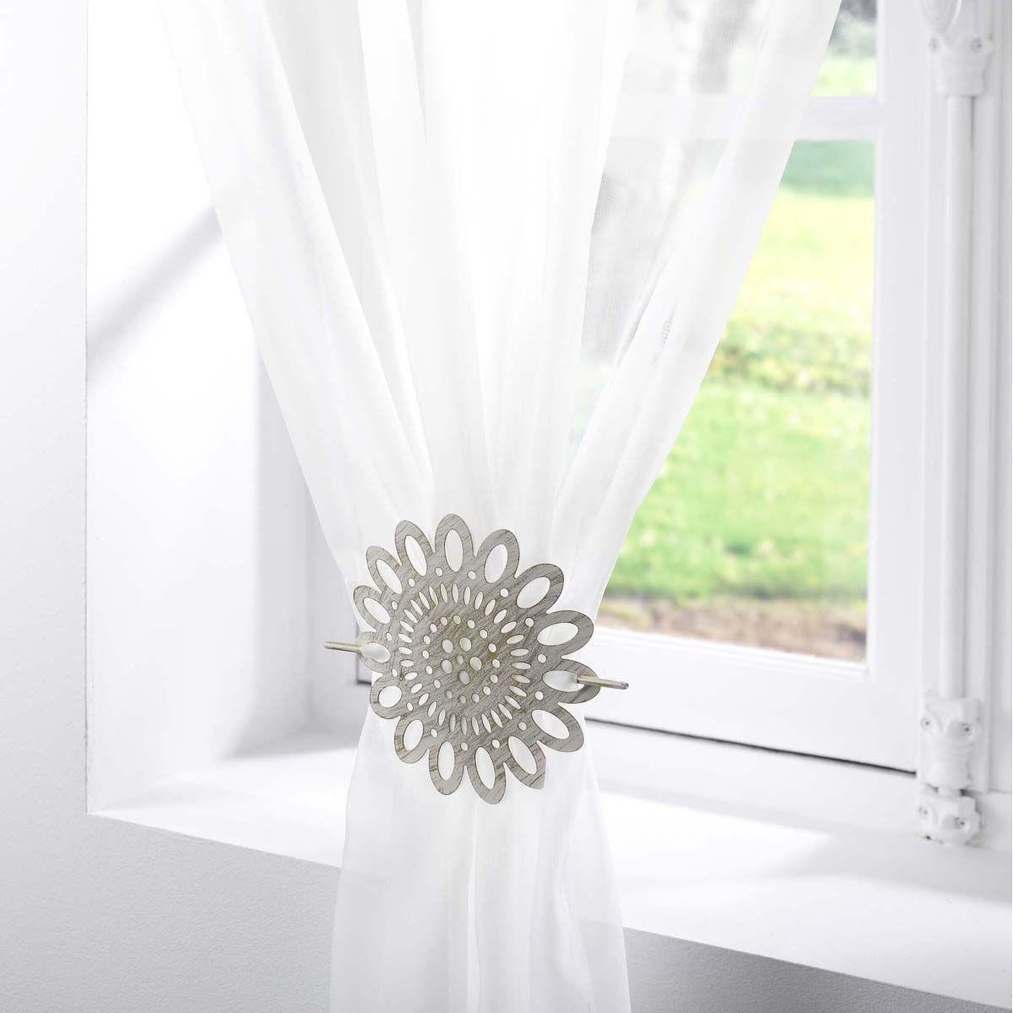Voir la diapositive 3 : Douceur d'Intérieur Embrasse de rideau broche  mandy  17cm blanc