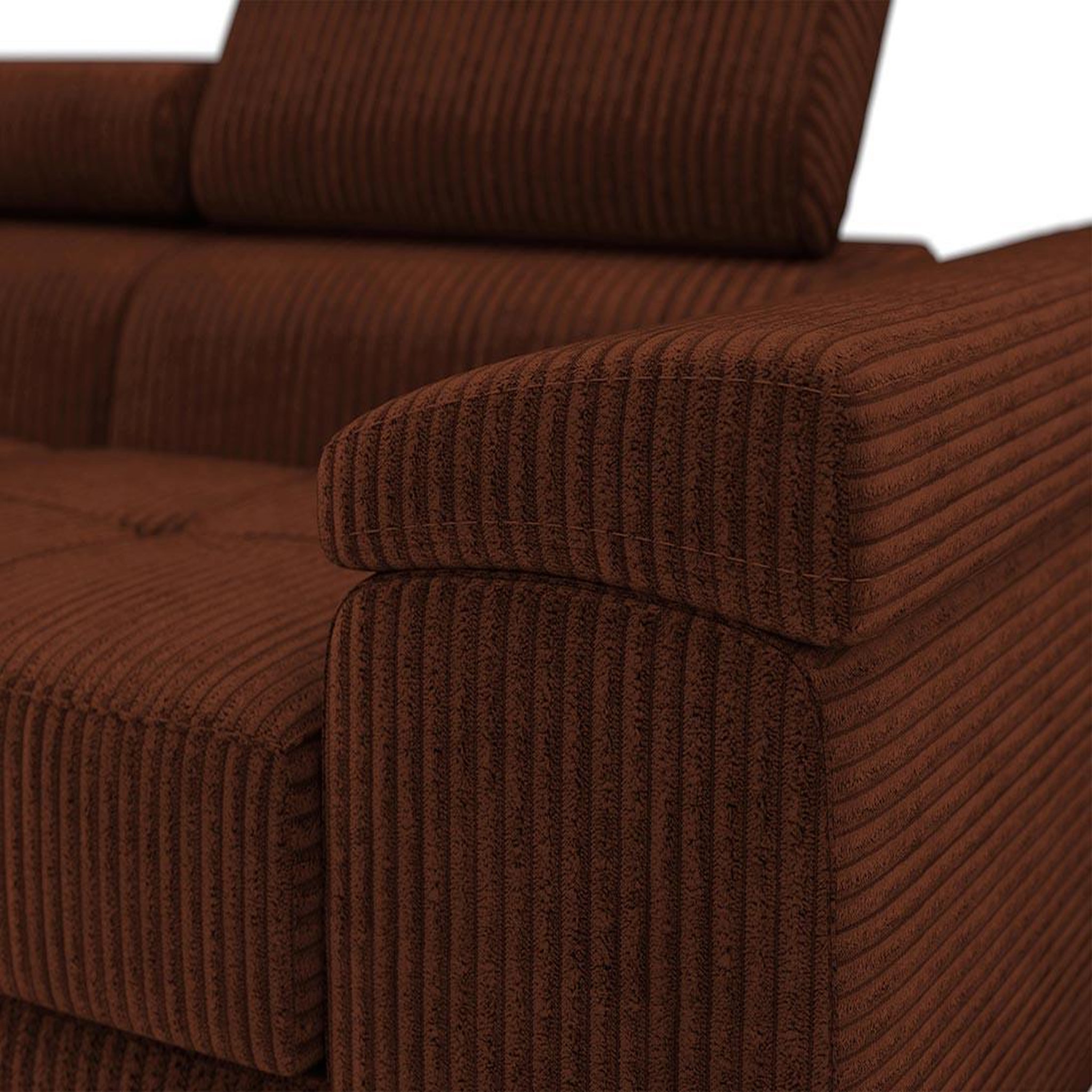 Voir la diapositive 3 : BEST MOBILIER Pablo - canapé droit 2 places avec têtières ajustables - en velours côtelé