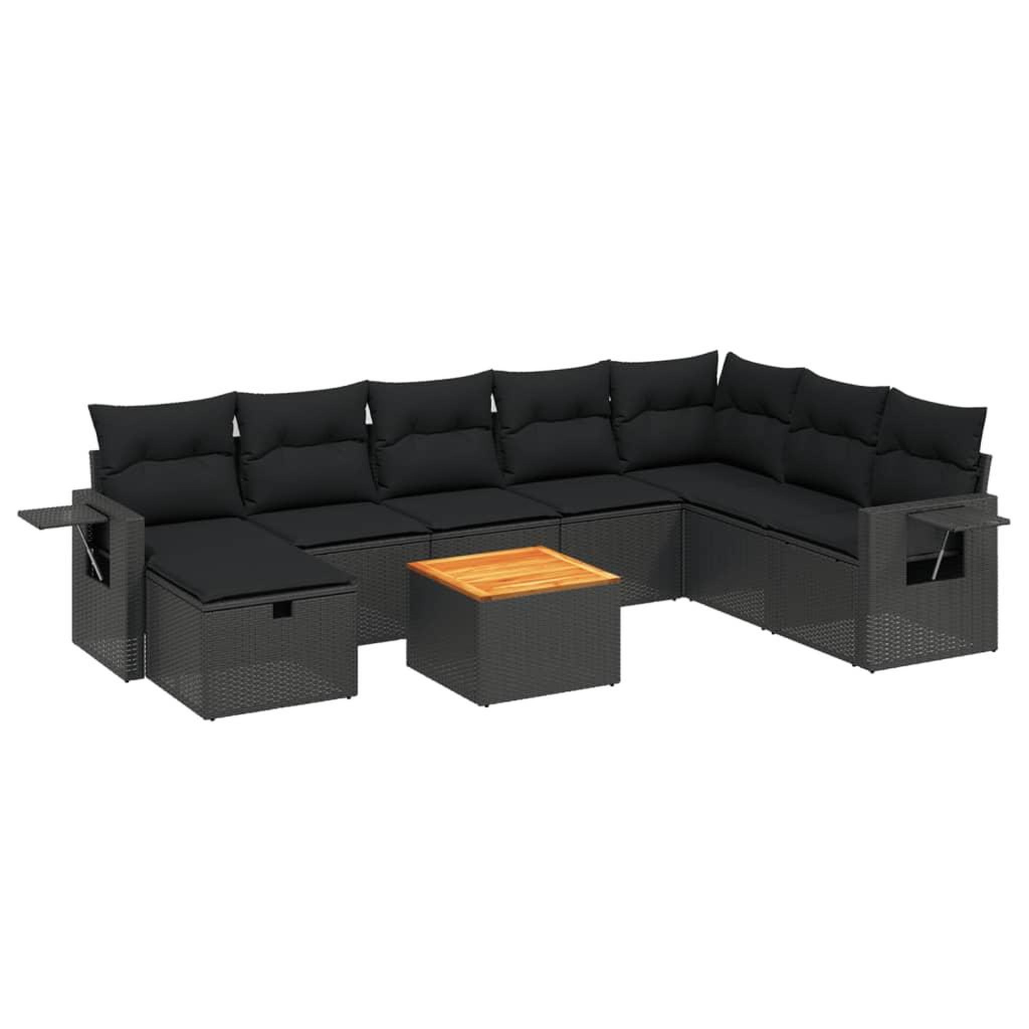 Voir la diapositive 2 : VIDAXL Salon de jardin 9 pcs avec coussins noir resine tressee