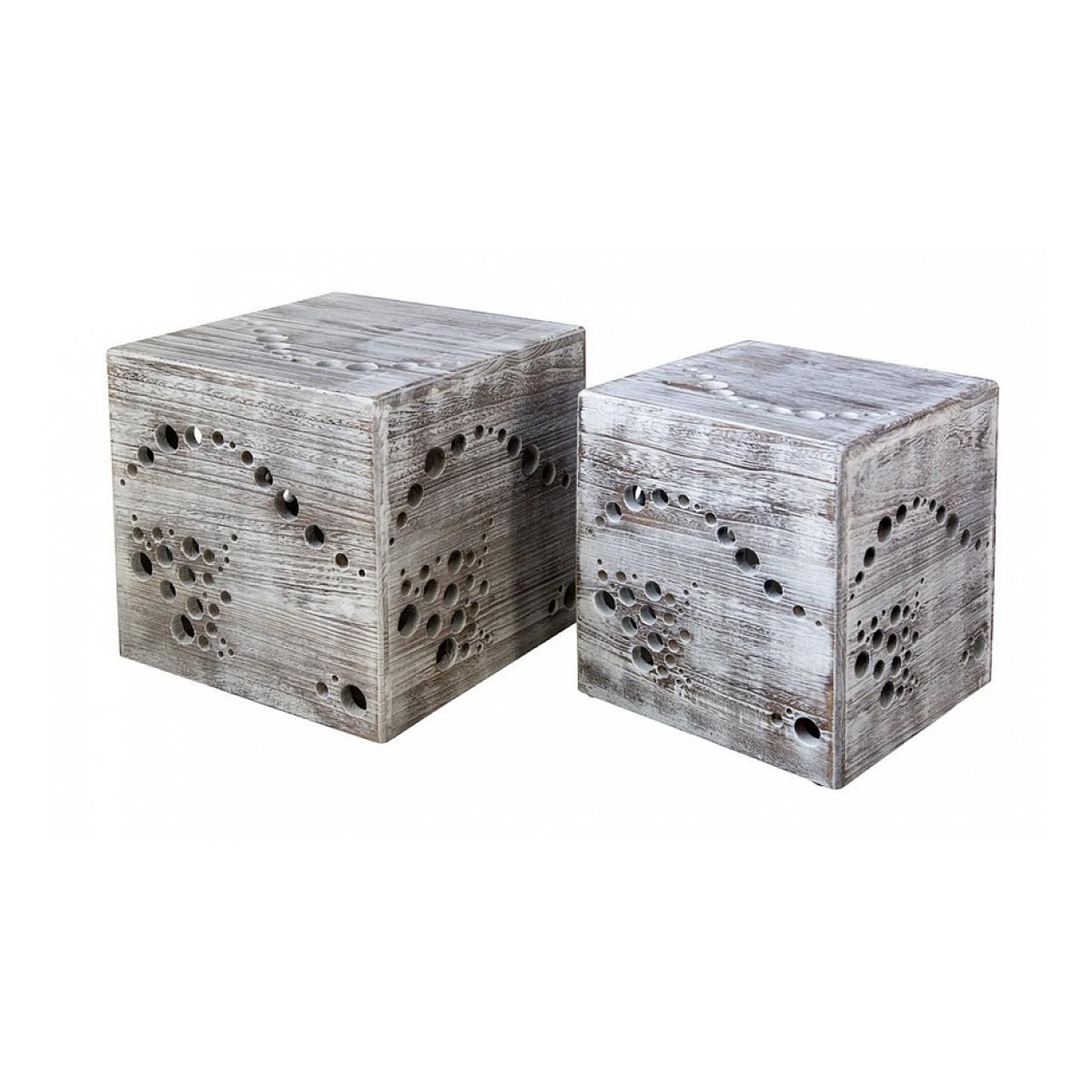 HomeStyle4U Tabouret table d'appoint set de 2 cubes en bois