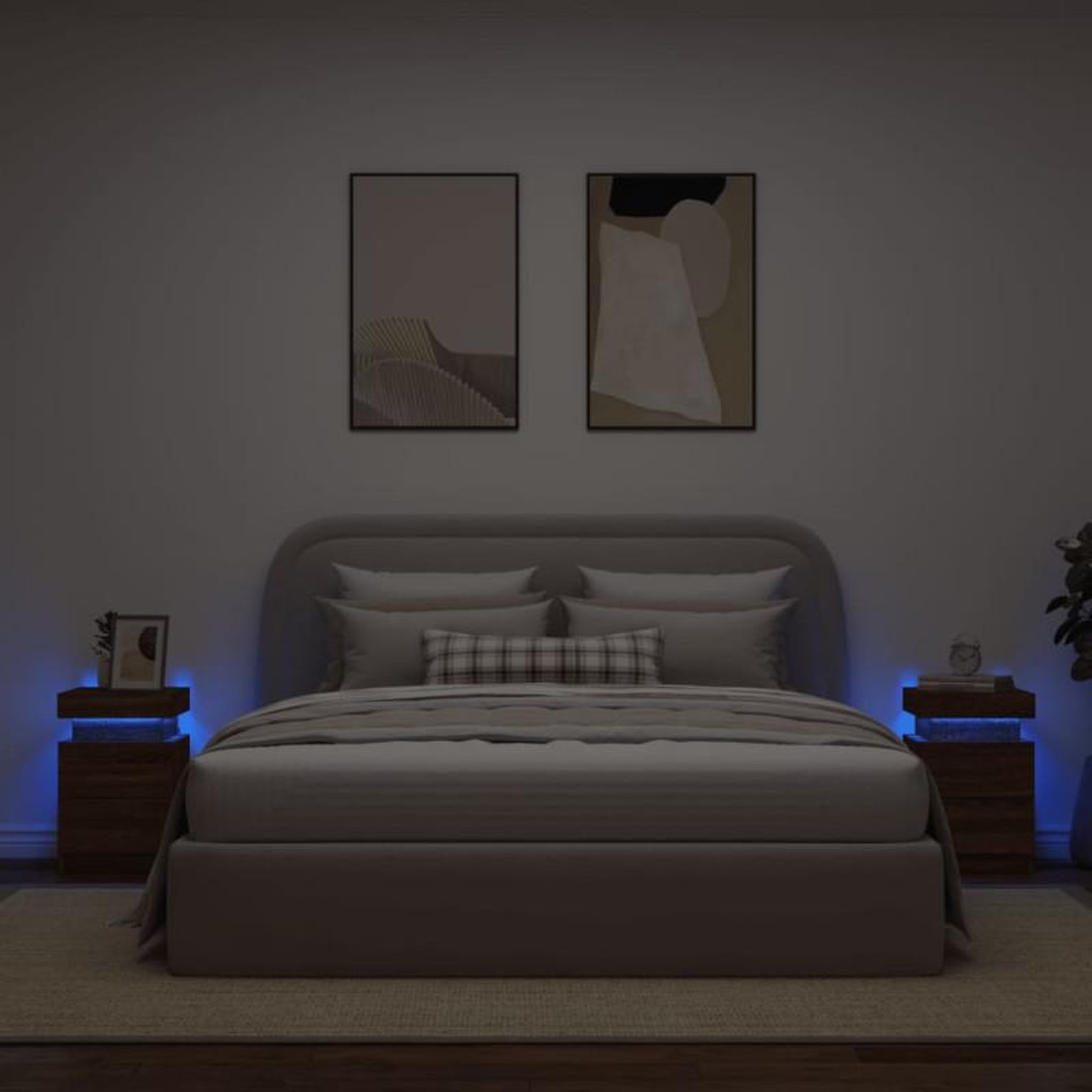 Voir la diapositive 4 : VIDAXL Tables de chevet et lumières LED 2 pcs chêne marron 35x39x55 cm