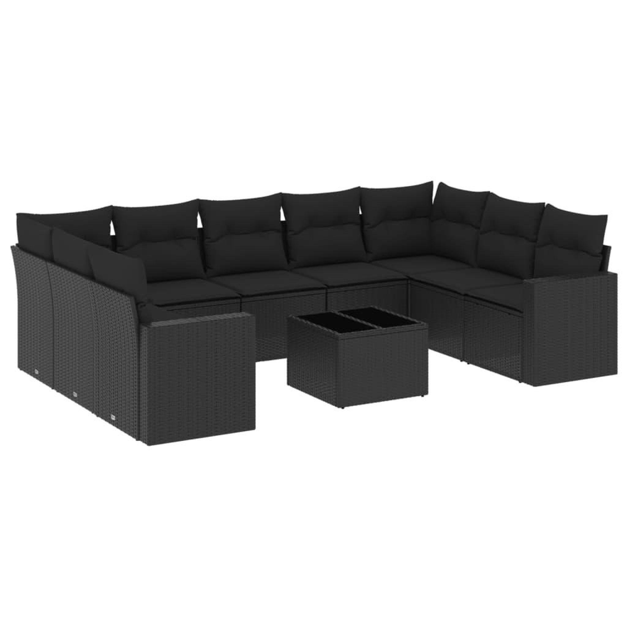Voir la diapositive 2 : VIDAXL Salon de jardin 10 pcs avec coussins noir resine tressee