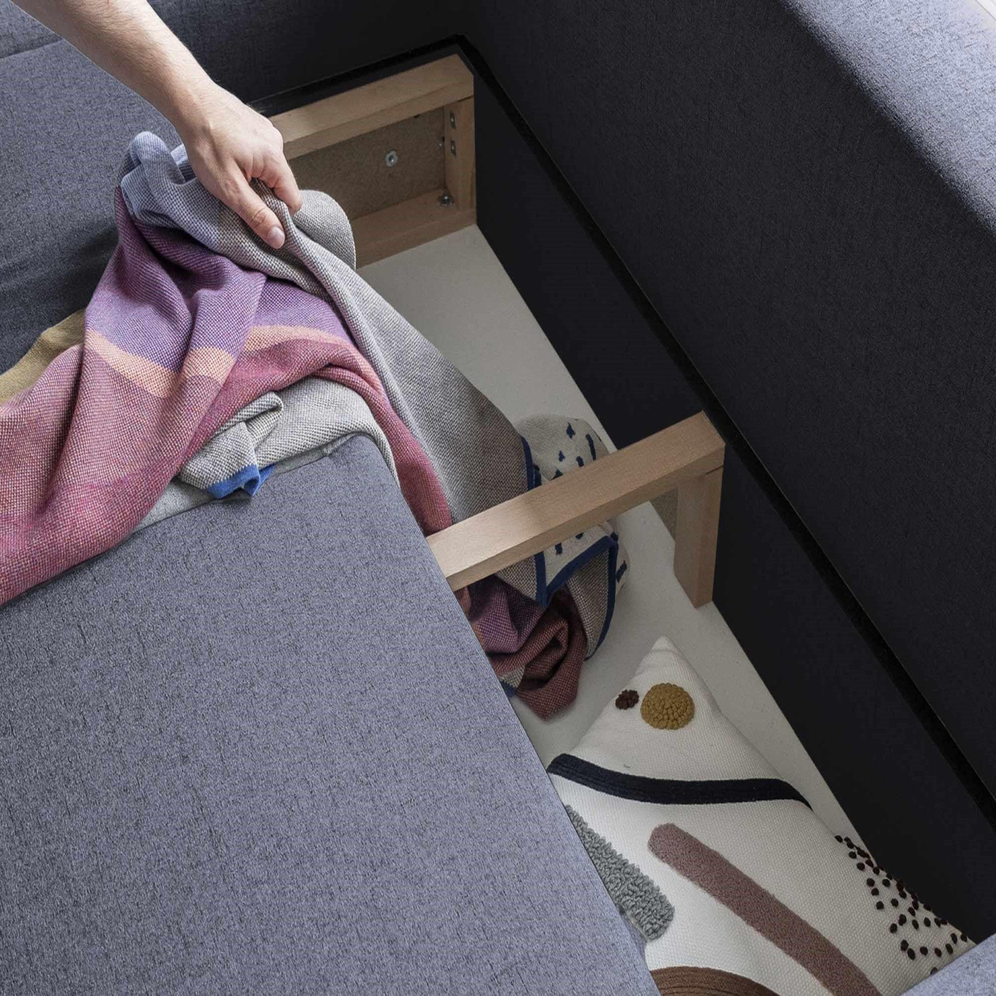 Voir la diapositive 4 : BEST MOBILIER Olli - canapé d'angle droit - convertible - avec coffre - 4 places - en tissu