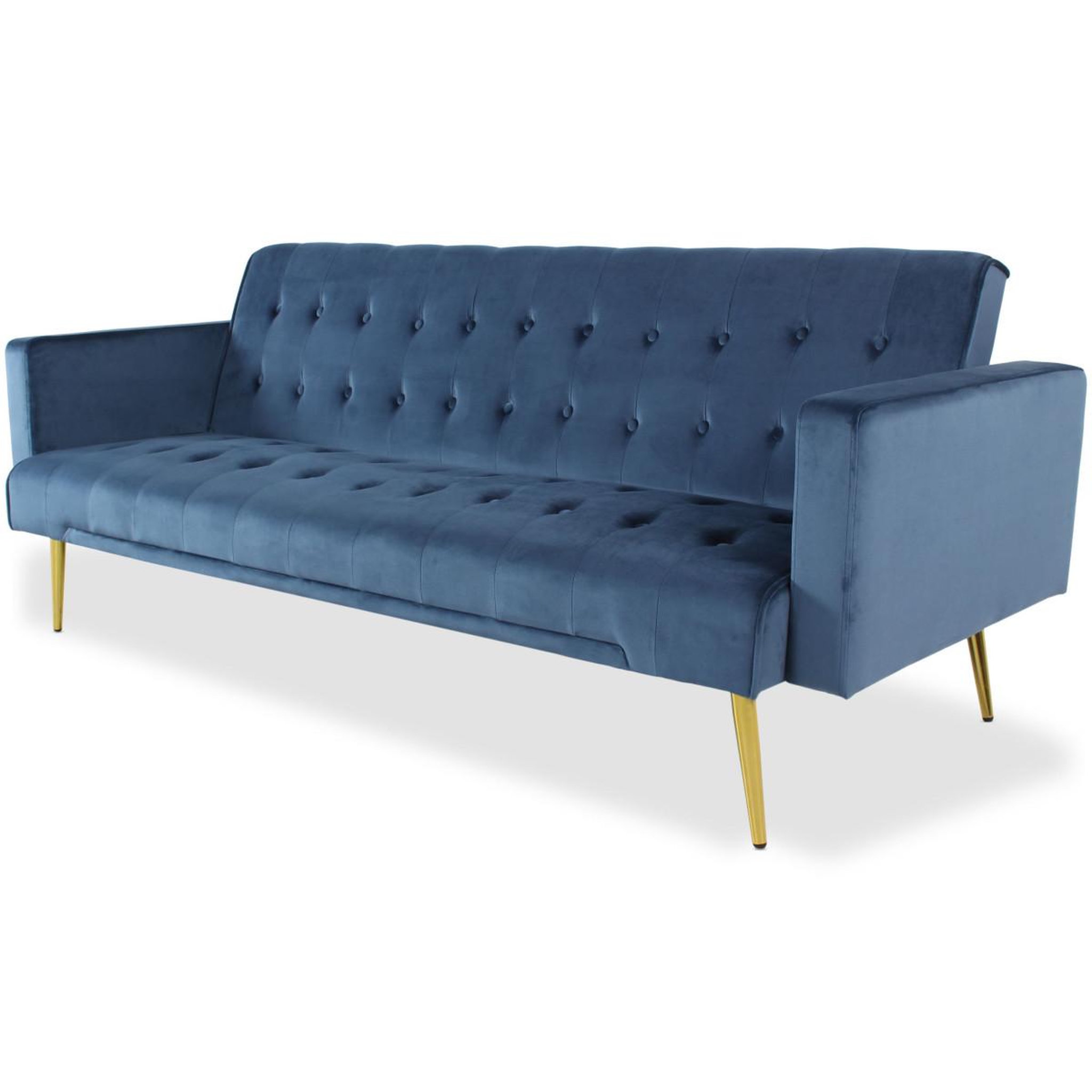 Voir la diapositive 3 : Paris Prix Canapé convertible velours  tybio  191cm bleu