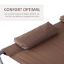 Voir la diapositive 6 : OUTSUNNY Bain de soleil 2 places lit de jardin design contemporain toit réglable 2 roulettes 2 oreillers acier époxy polyester marron