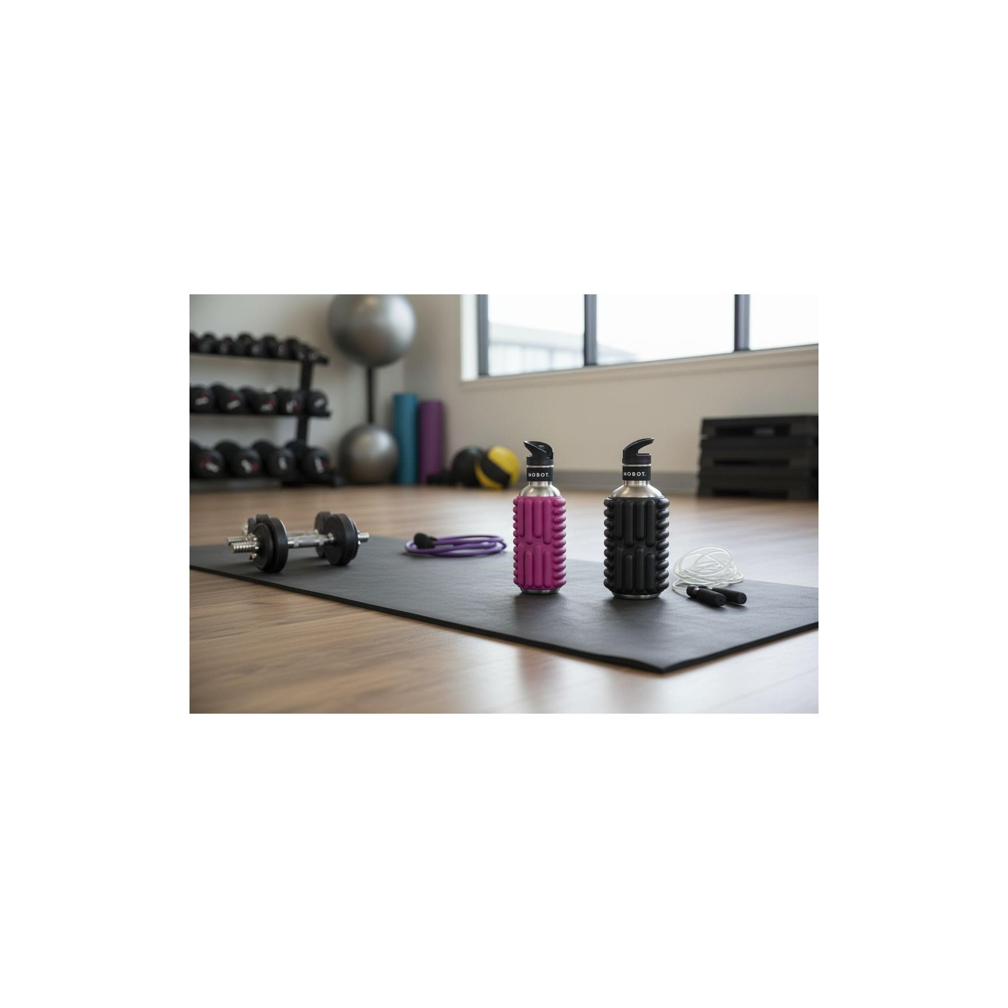 Voir la diapositive 4 : MOBOT Bouteille de sport - mobot - fonction 2 en 1 rouleau de massage - rouge